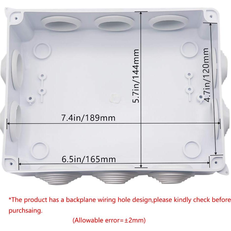 Caja de Conexiones Zulkit IP65 Plástico ABS Blanca 200x155x80mm