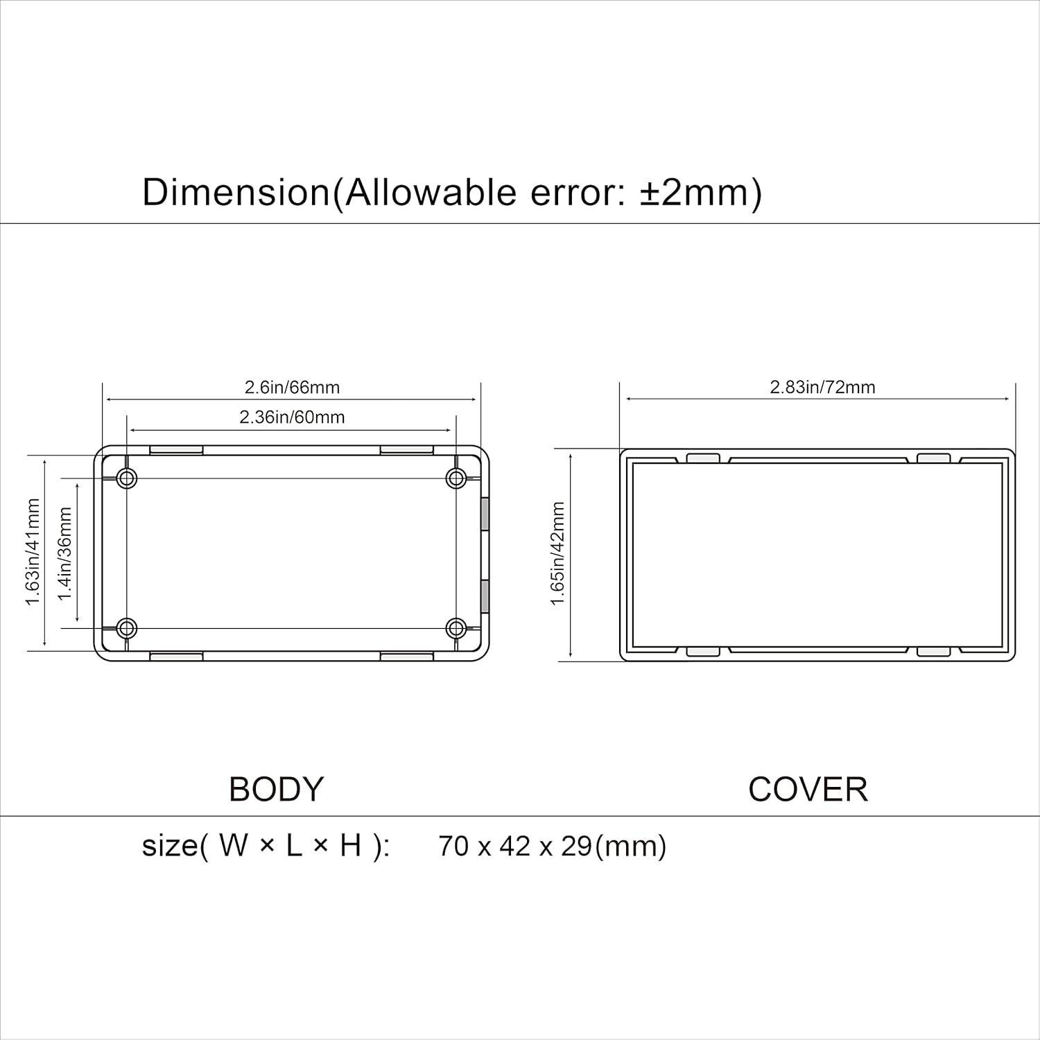 Caja de Proyecto Eléctrico LeMotech 10 Piezas 70x45x29mm