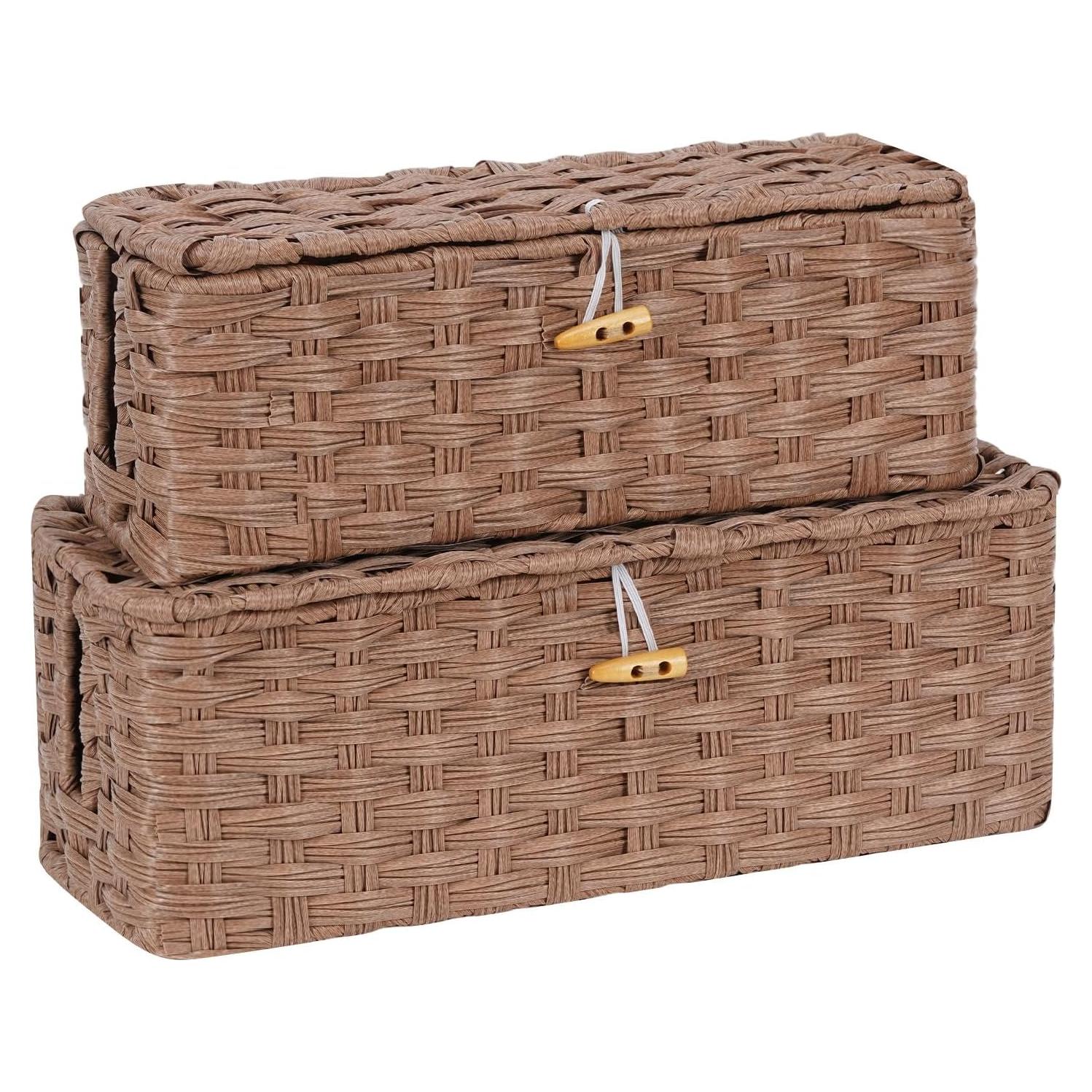 Caja Organizadora de Cables Temary de Ratán Tejido - Set de 2