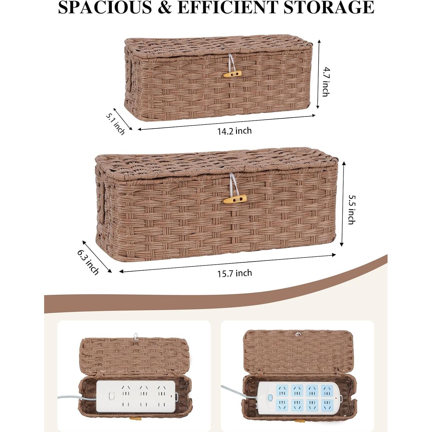 Caja Organizadora de Cables Temary de Ratán Tejido - Set de 2