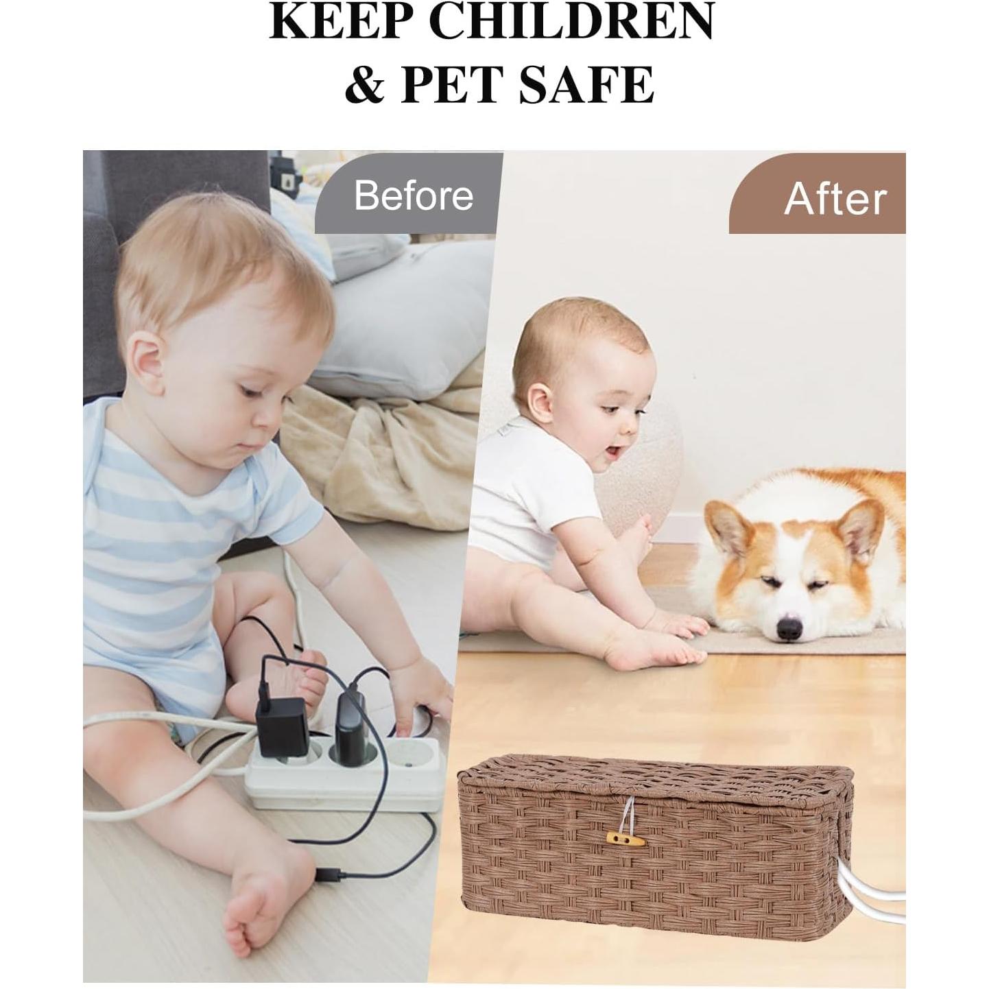 Caja Organizadora de Cables Temary de Ratán Tejido - Set de 2