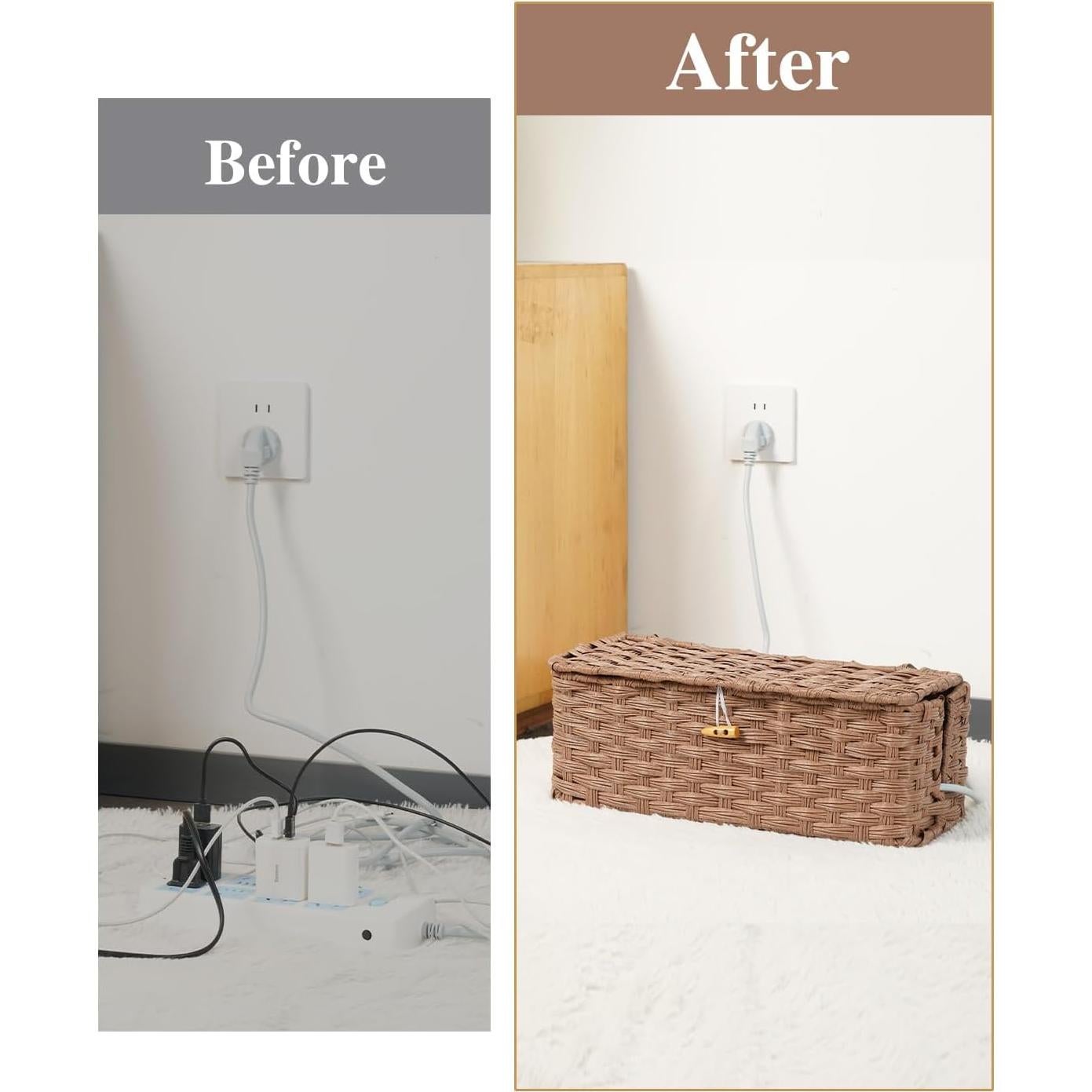 Caja Organizadora de Cables Temary de Ratán Tejido - Set de 2