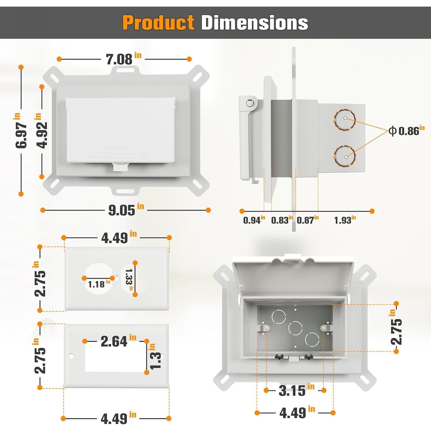 Caja de Salida Empotrada Dremica DBHS1W-1 1-Gang Horizontal Blanca
