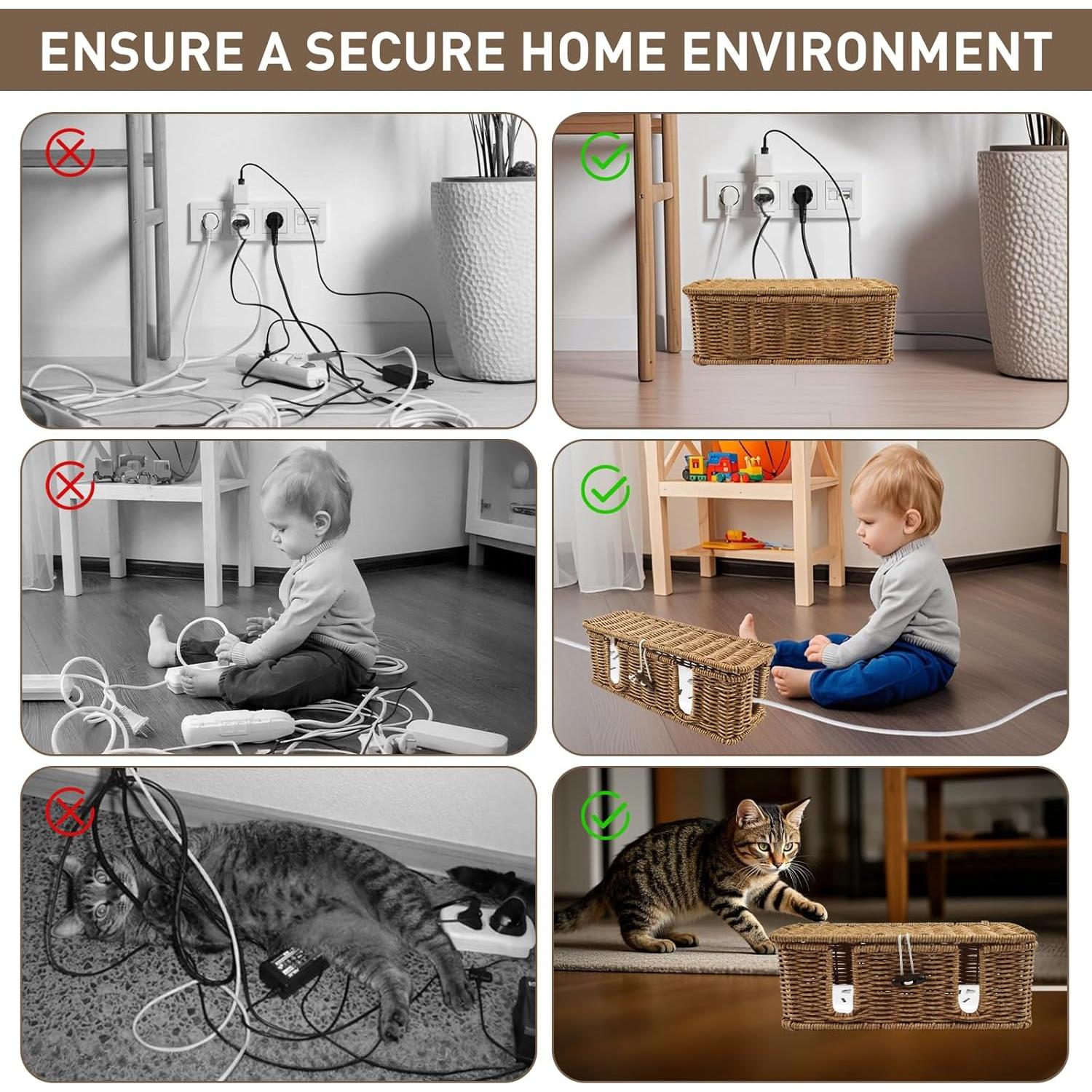 Paquete de 2 Cajas Organizadoras de Cables Gozola 33x15x13cm