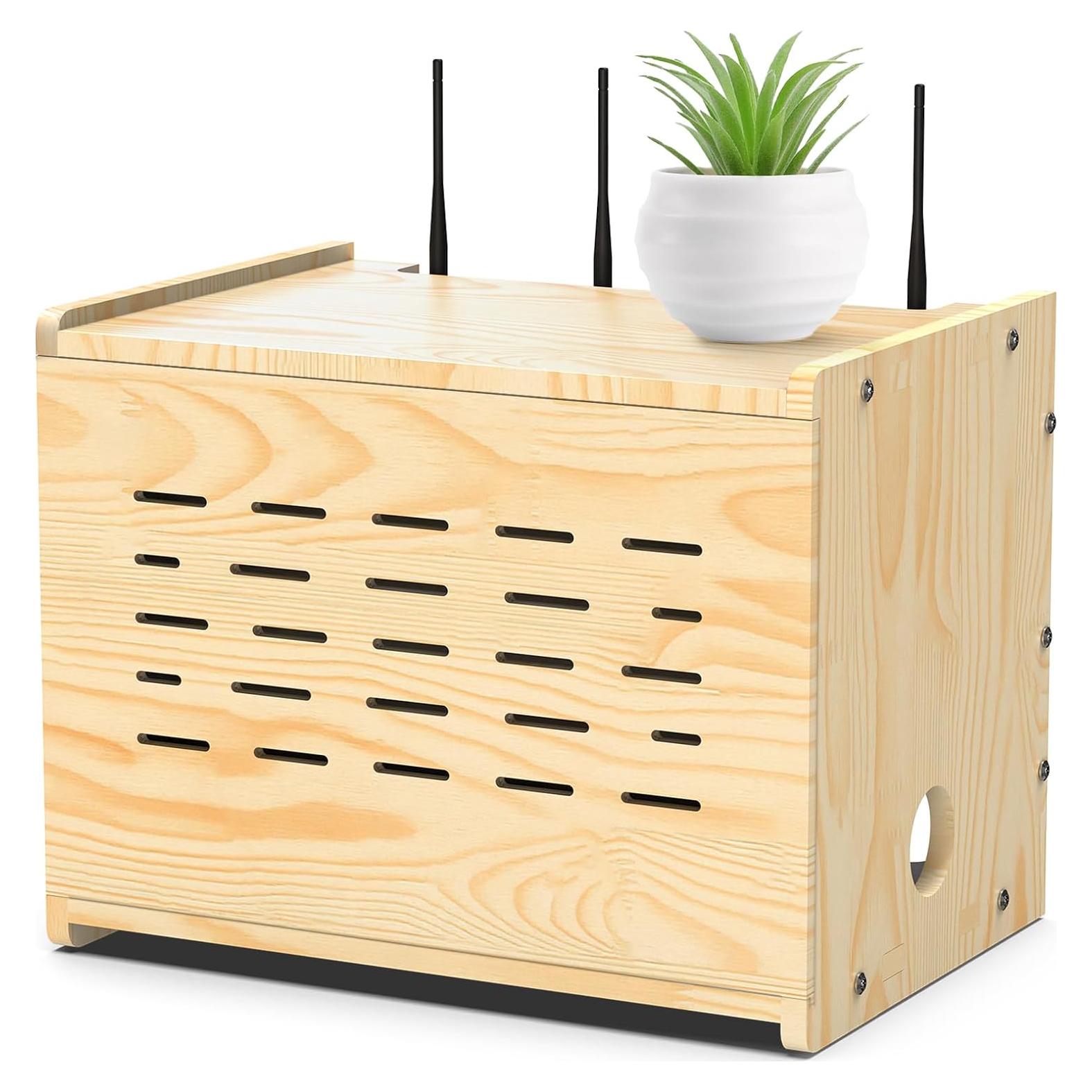 Caja de Almacenamiento para Router WiFi LRDXY de Madera Sólida