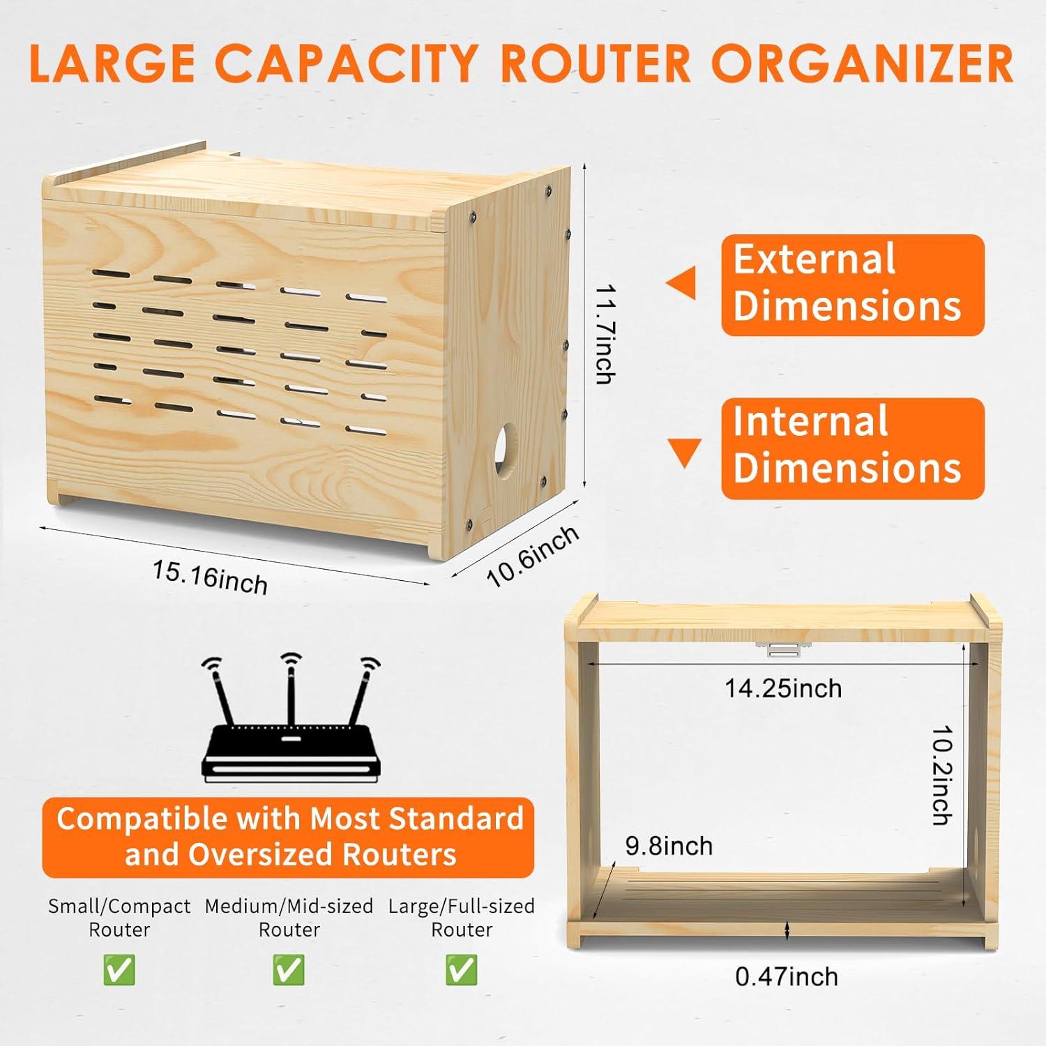 Caja de Almacenamiento para Router WiFi LRDXY de Madera Sólida