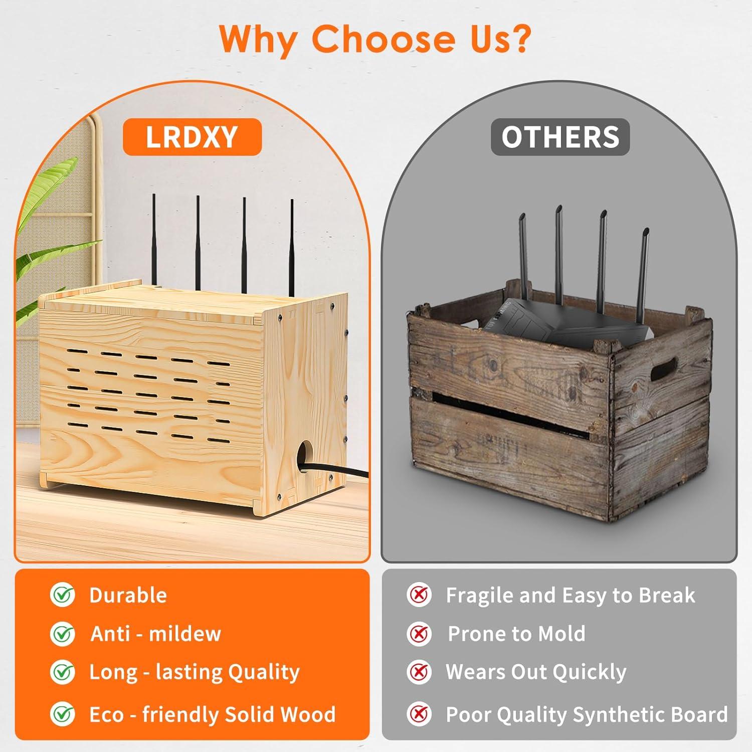 Caja de Almacenamiento para Router WiFi LRDXY de Madera Sólida