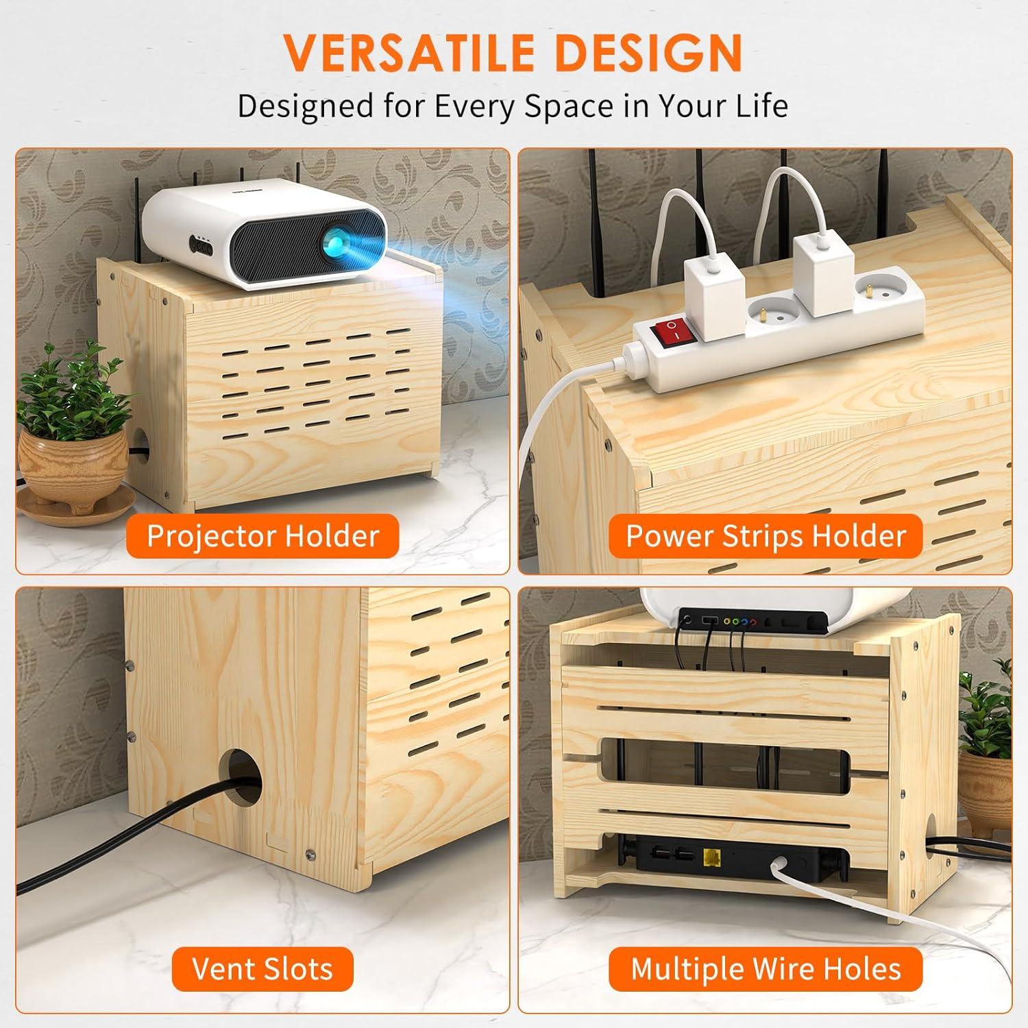 Caja de Almacenamiento para Router WiFi LRDXY de Madera Sólida