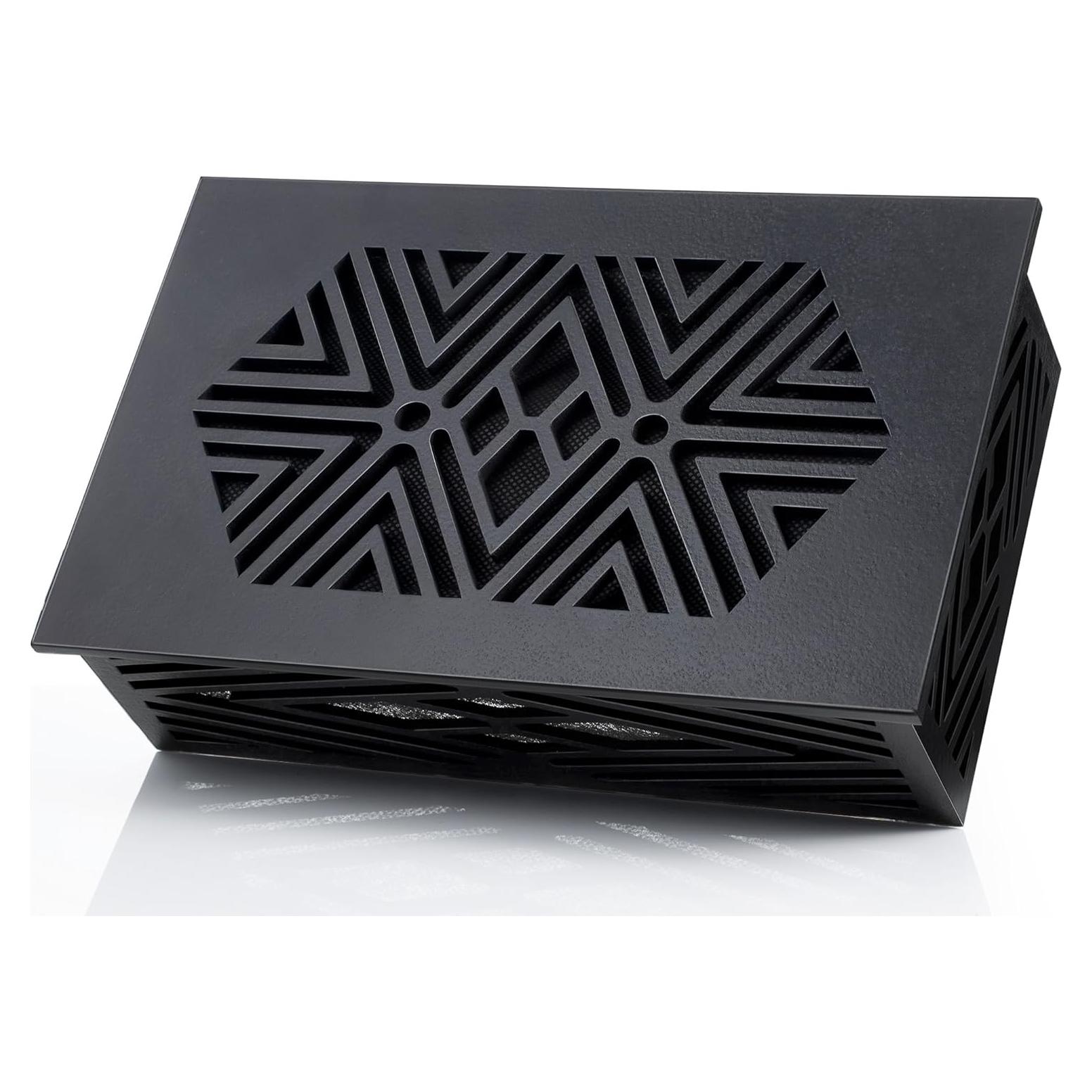 Cubierta de Timbre Saillong de Madera Geométrica Negra 19.69x15.24cm