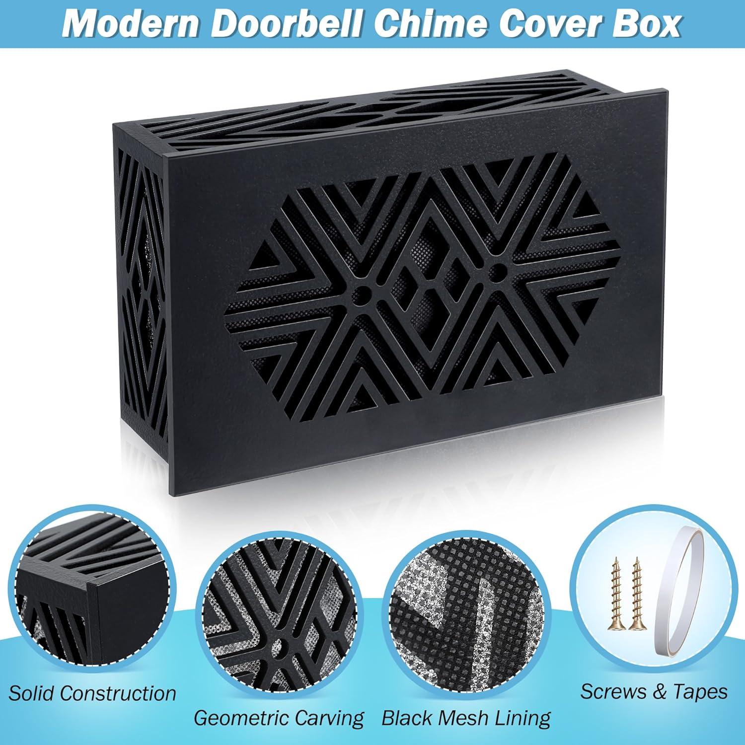 Cubierta de Timbre Saillong de Madera Geométrica Negra 19.69x15.24cm