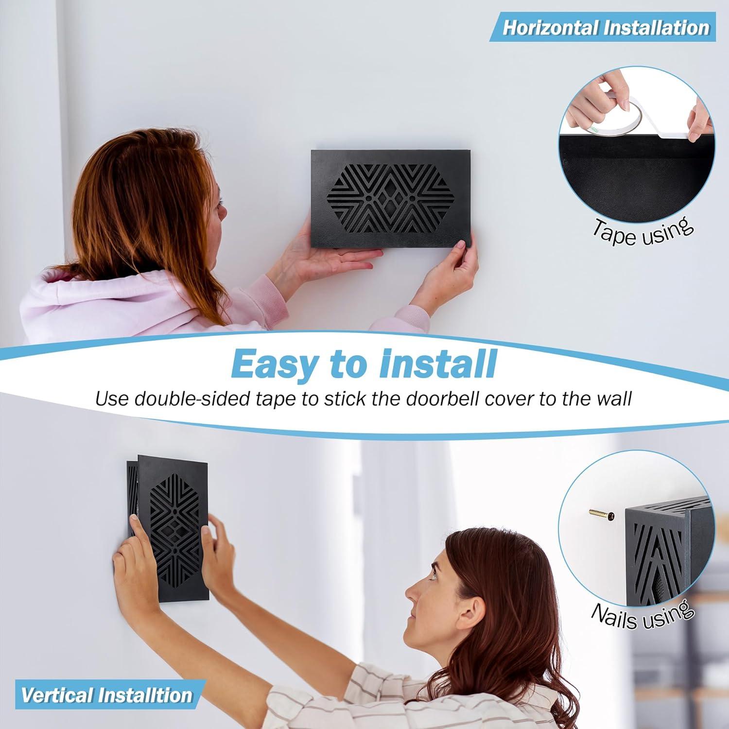 Cubierta de Timbre Saillong de Madera Geométrica Negra 19.69x15.24cm