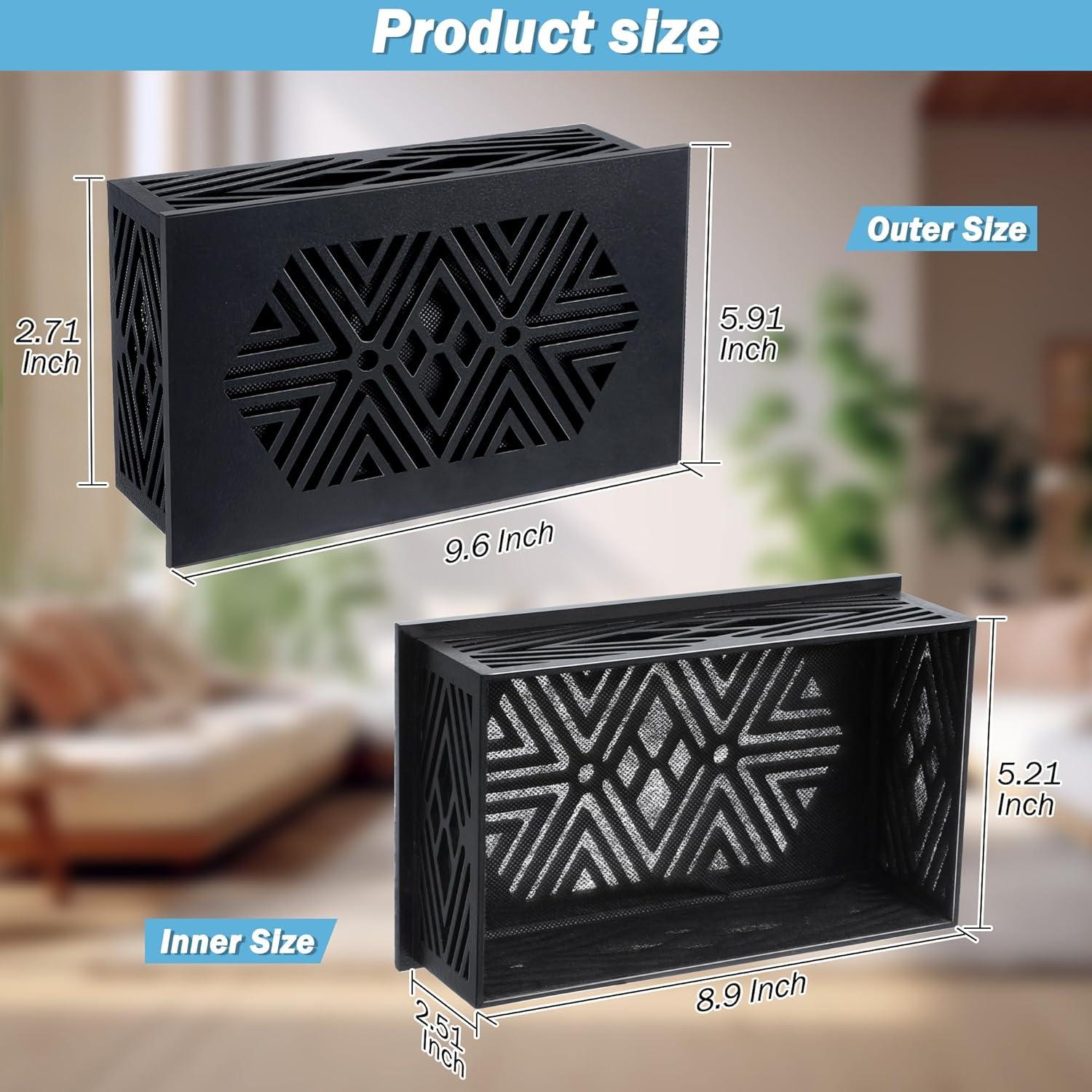 Cubierta de Timbre Saillong de Madera Geométrica Negra 19.69x15.24cm