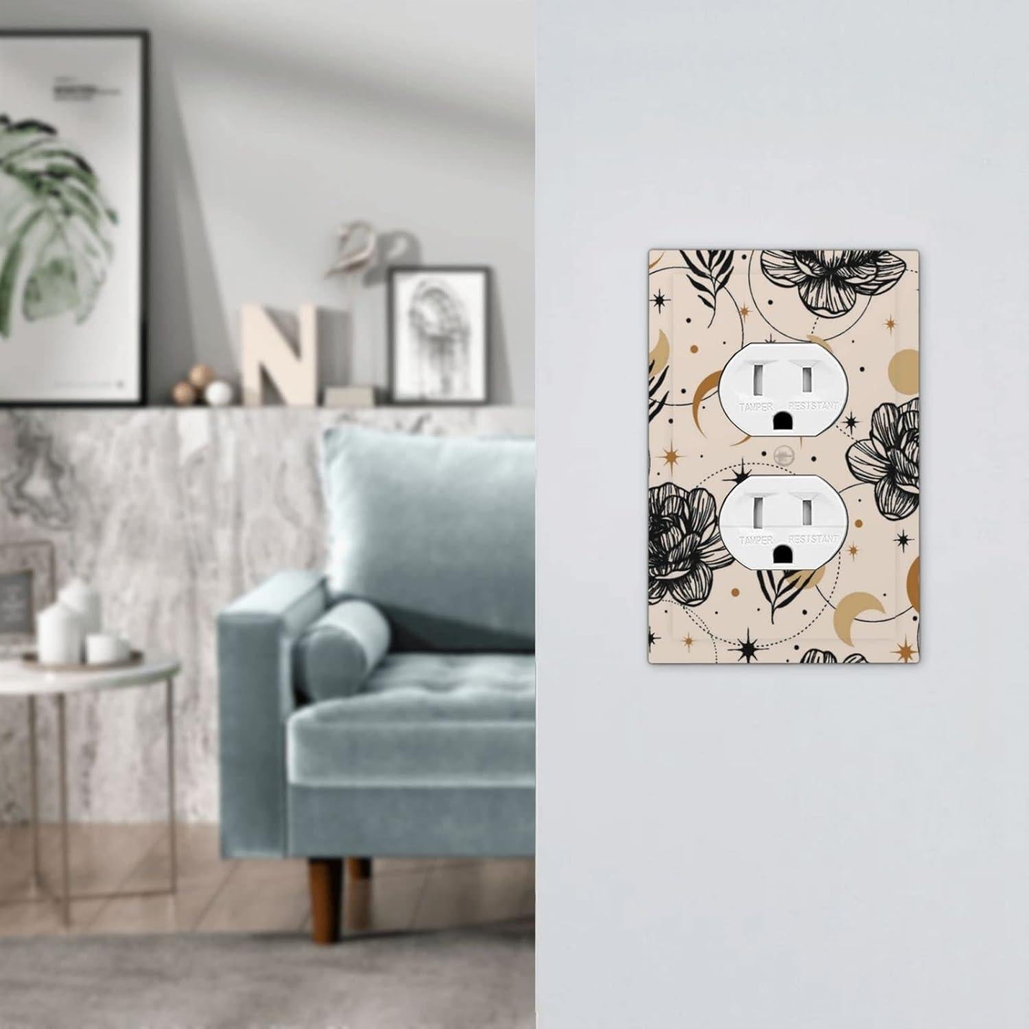 Placa Decorativa de Enchufe Dúplex JIEXUTE Floral Boho 1 Gang