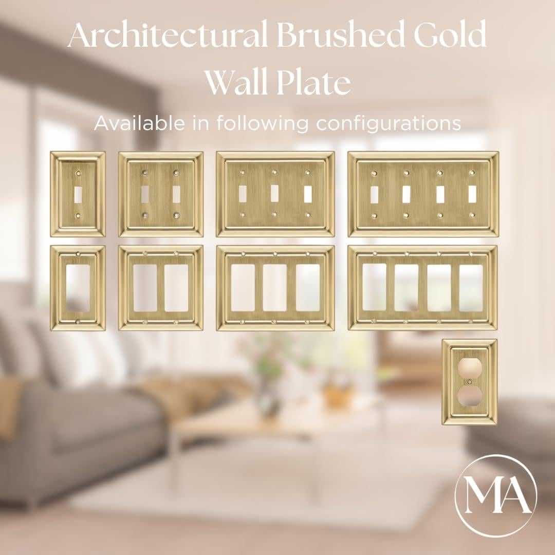 Placa de Pared Rocker Monarch Abode Oro Cepillado 1 Gang