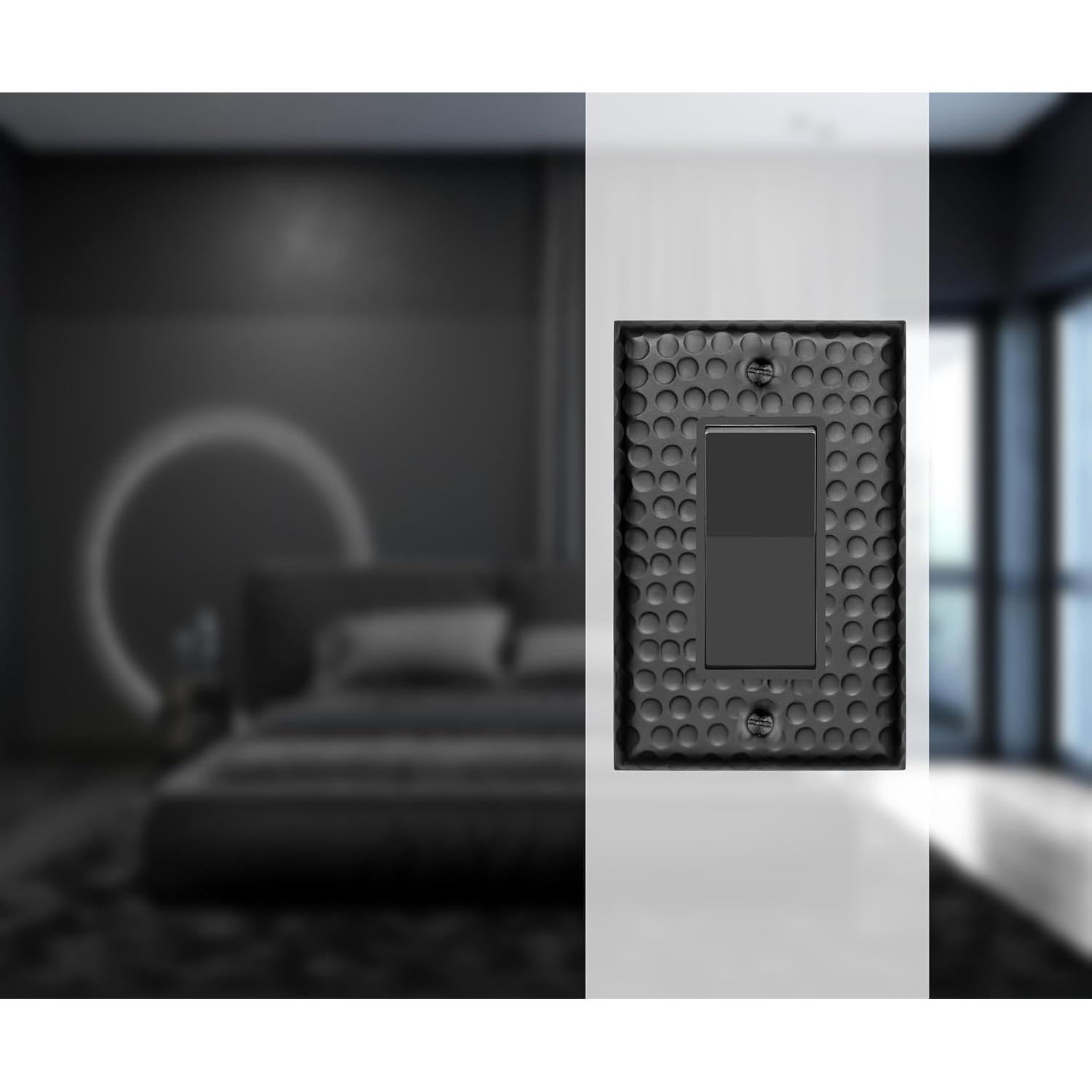 Placa de Pared Rocker Monarch Abode Negro Mate 1 Gang