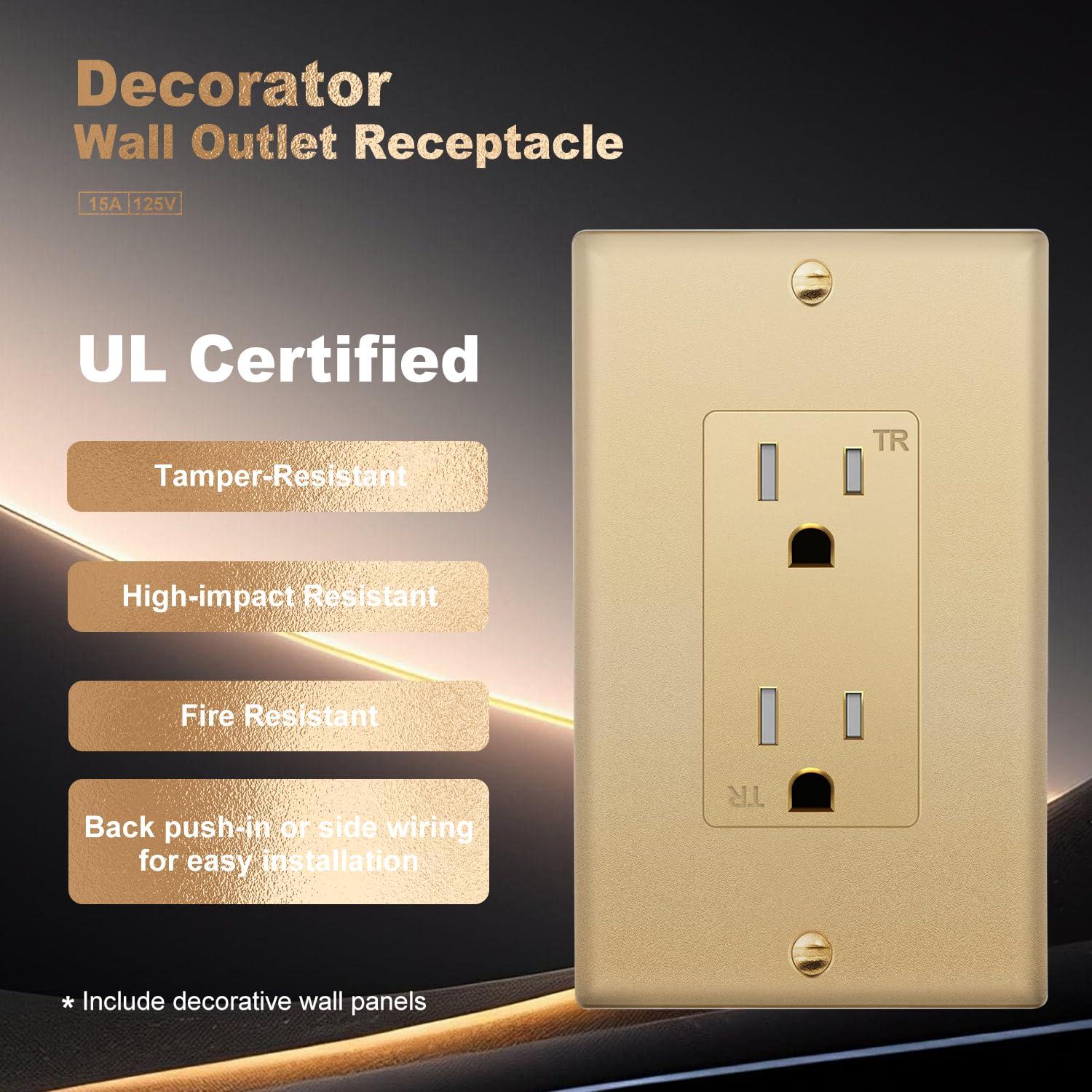 Receptáculo Decorador Micmi 15A Dorado 10 Paquete UL