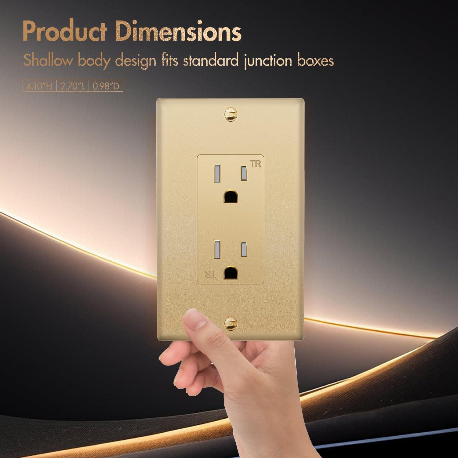 Receptáculo Decorador Micmi 15A Dorado 10 Paquete UL