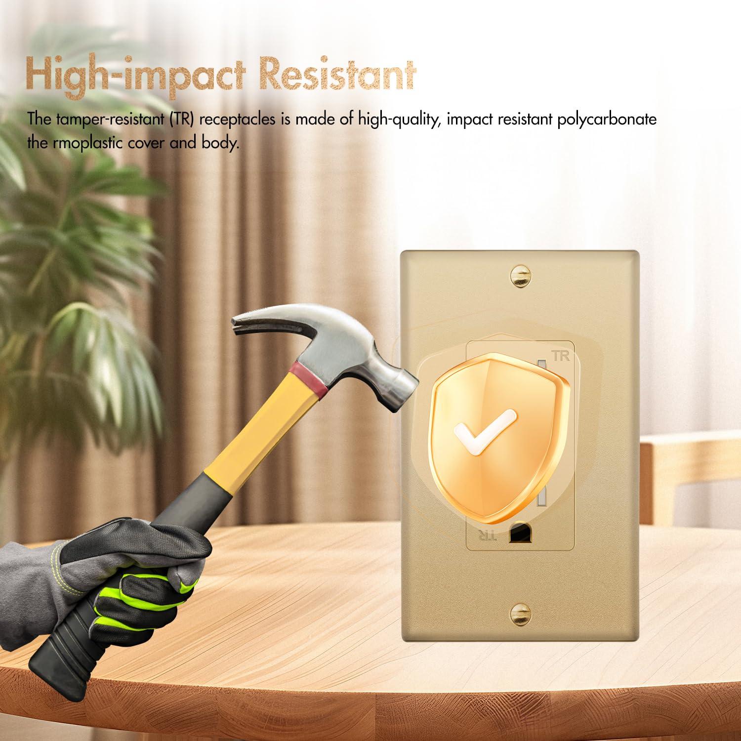 Receptáculo Decorador Micmi 15A Dorado 10 Paquete UL