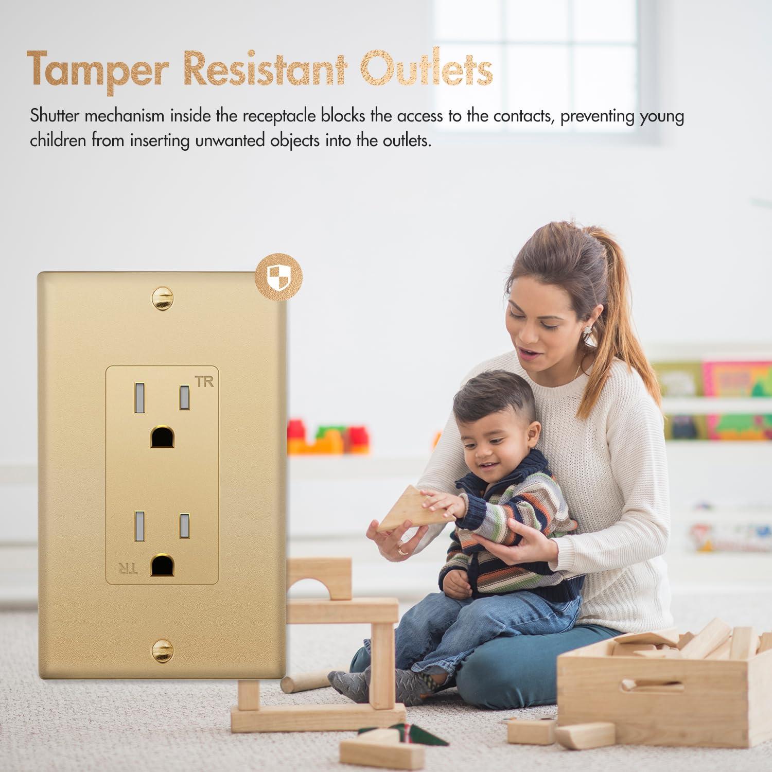 Receptáculo Decorador Micmi 15A Dorado 10 Paquete UL