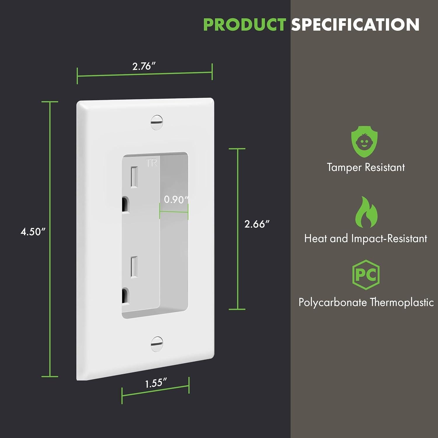 Toma de Corriente Dúplex Empotrada TOPGREENER 15A 125V Blanco 2 Pzs