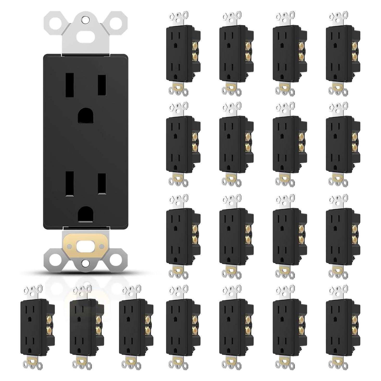 Receptáculo de Pared Decorativo 15A TOPELER Negro Paquete 20