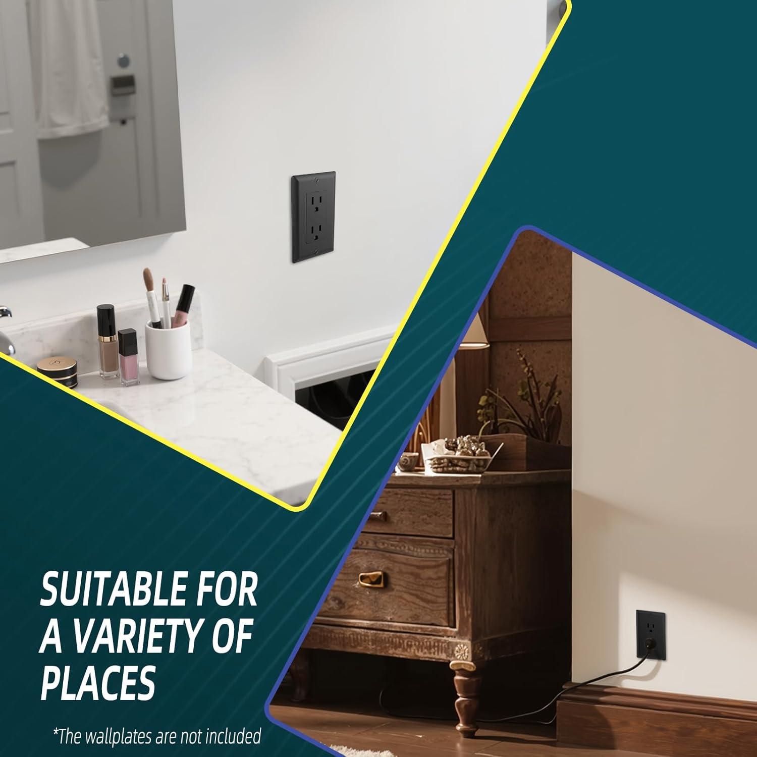 Receptáculo de Pared Decorativo 15A TOPELER Negro Paquete 20