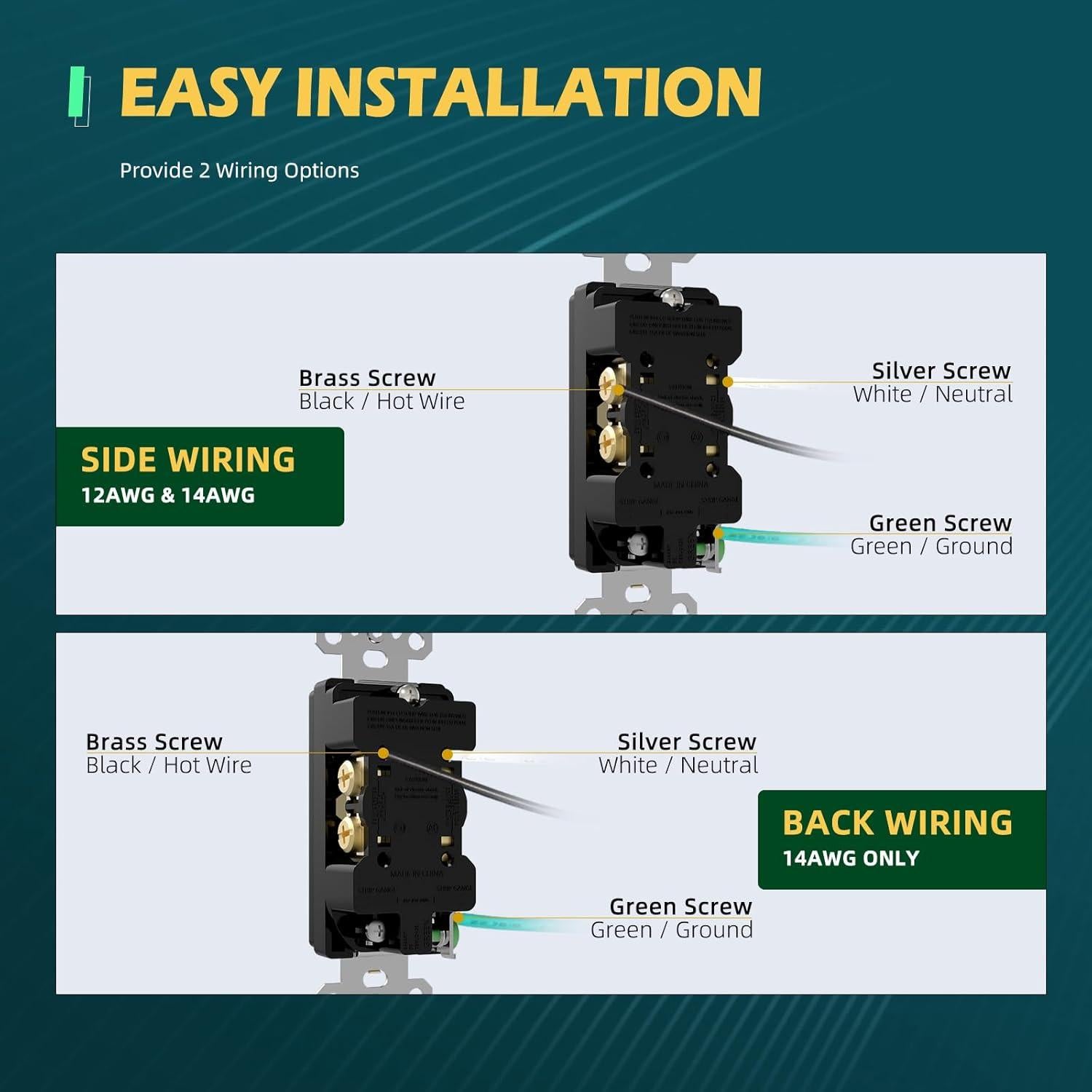 Receptáculo de Pared Decorativo 15A TOPELER Negro Paquete 20
