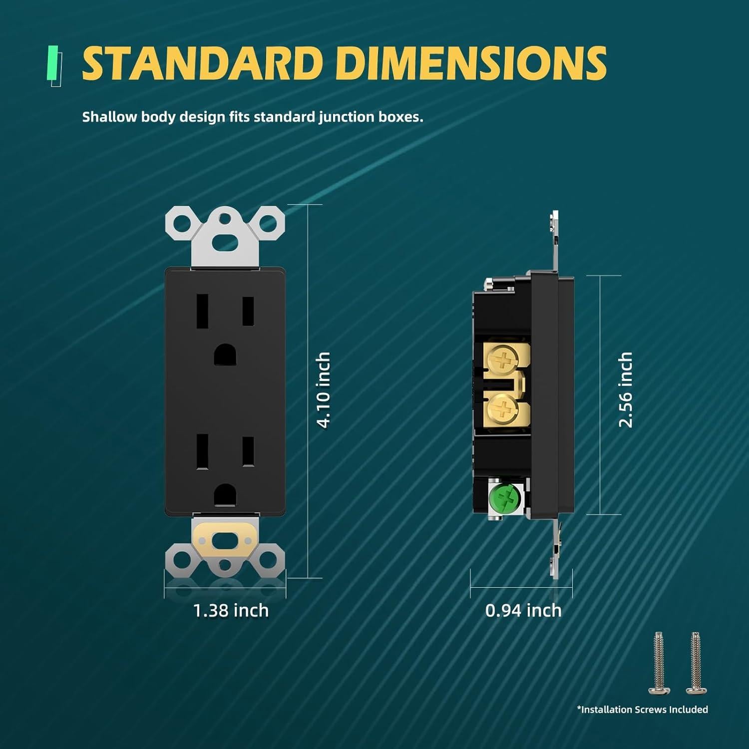 Receptáculo de Pared Decorativo 15A TOPELER Negro Paquete 20