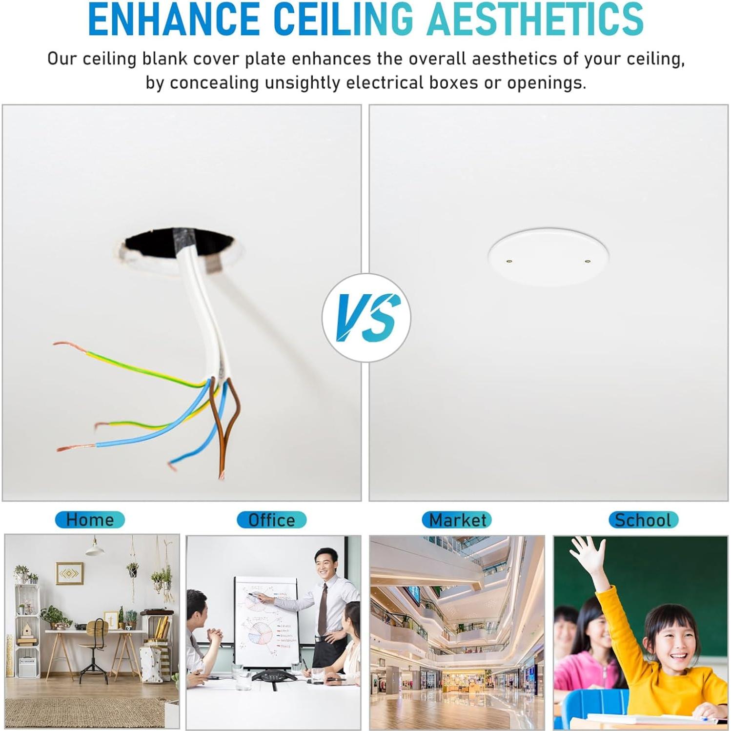 Tapa Redonda Blanca para Techo STOBOK 11x11cm 4Pcs