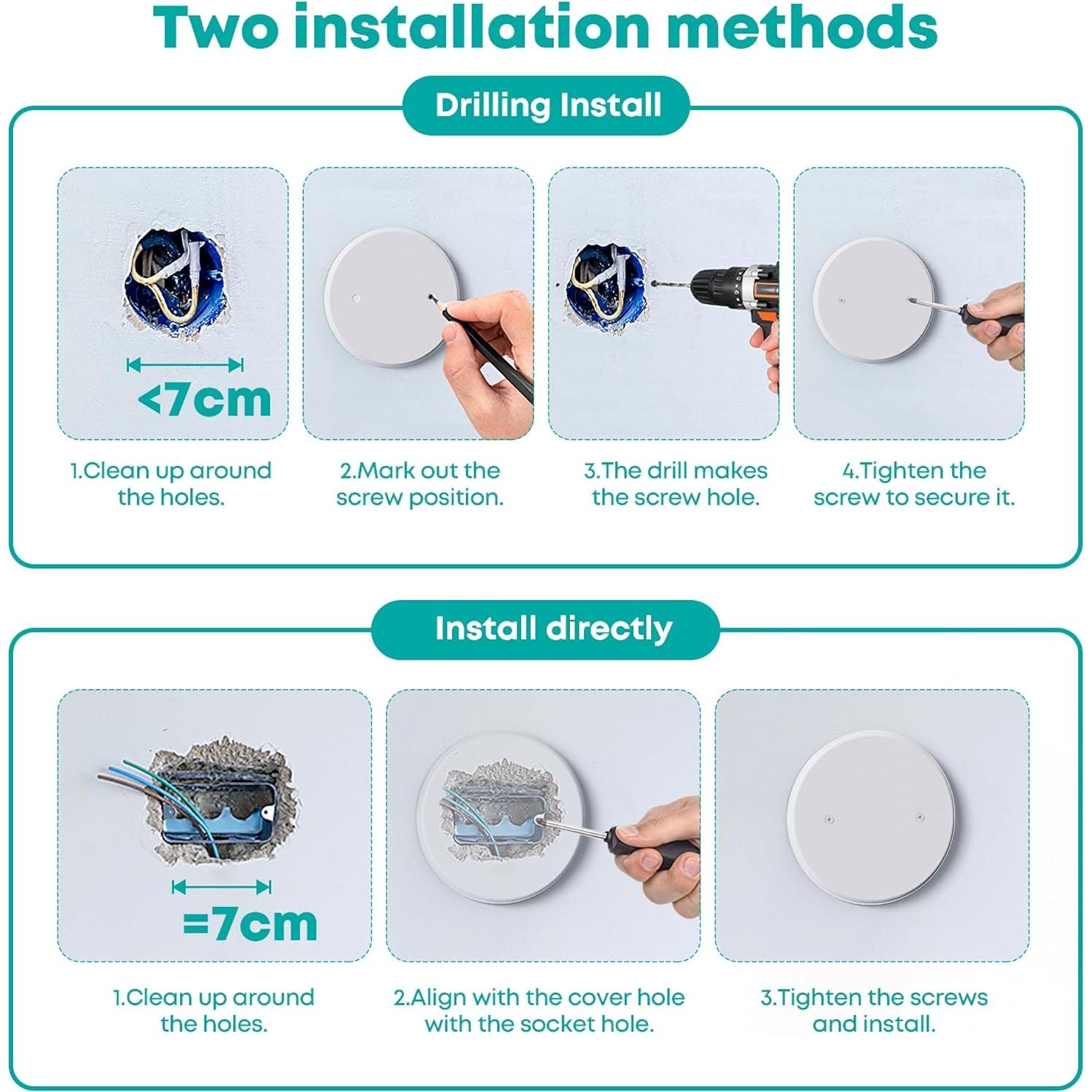 Placa de Cubierta de Techo Wuno Shop 3 Pcs Redonda 12.7 cm