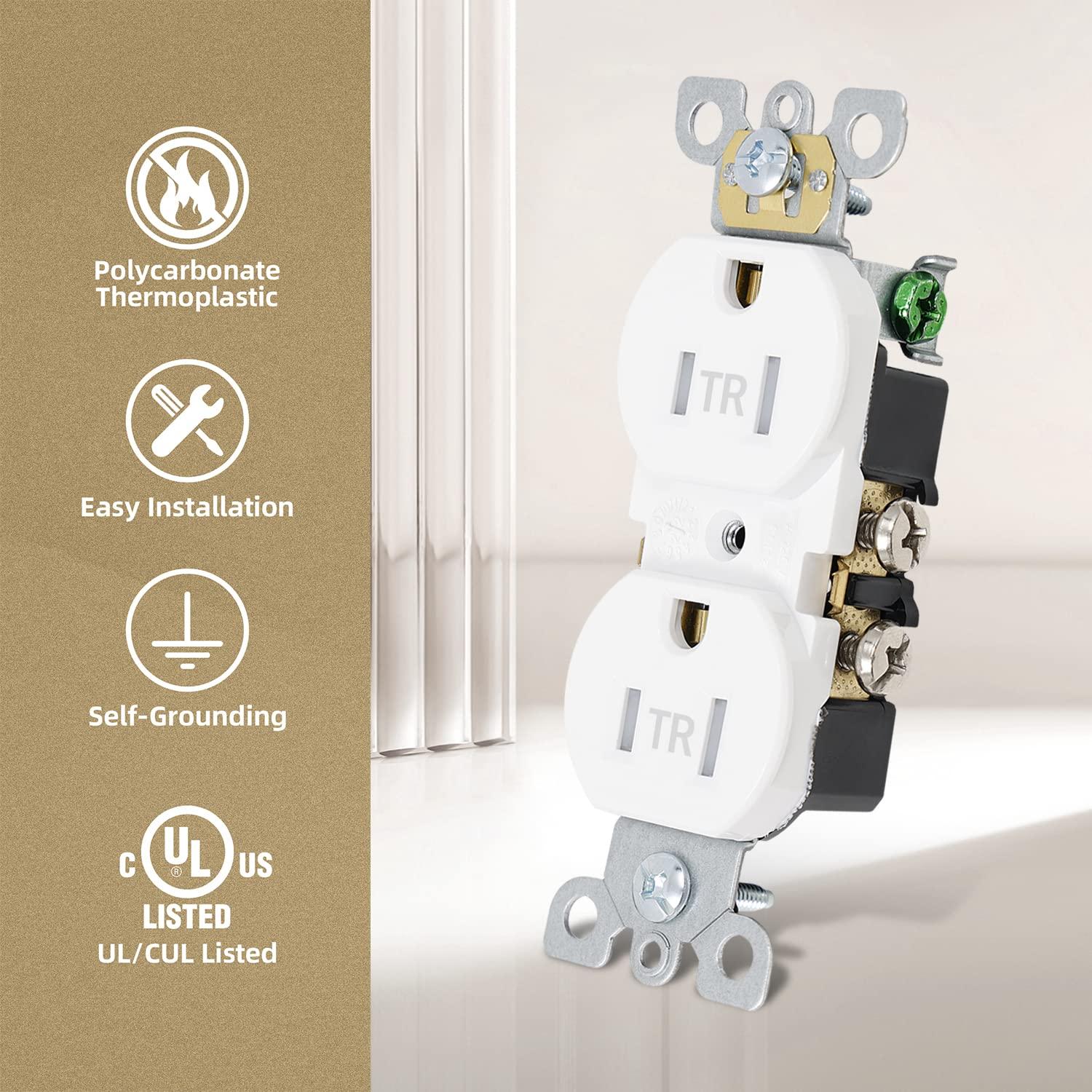 Enchufe Doble Resistente a Manipulaciones ThunderWay 15A 10 Piezas