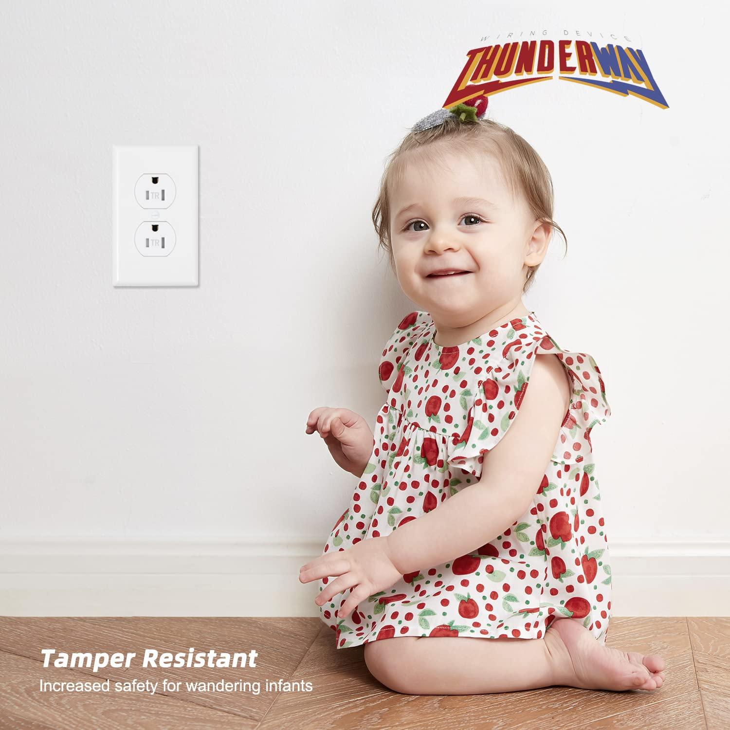 Enchufe Doble Resistente a Manipulaciones ThunderWay 15A 10 Piezas