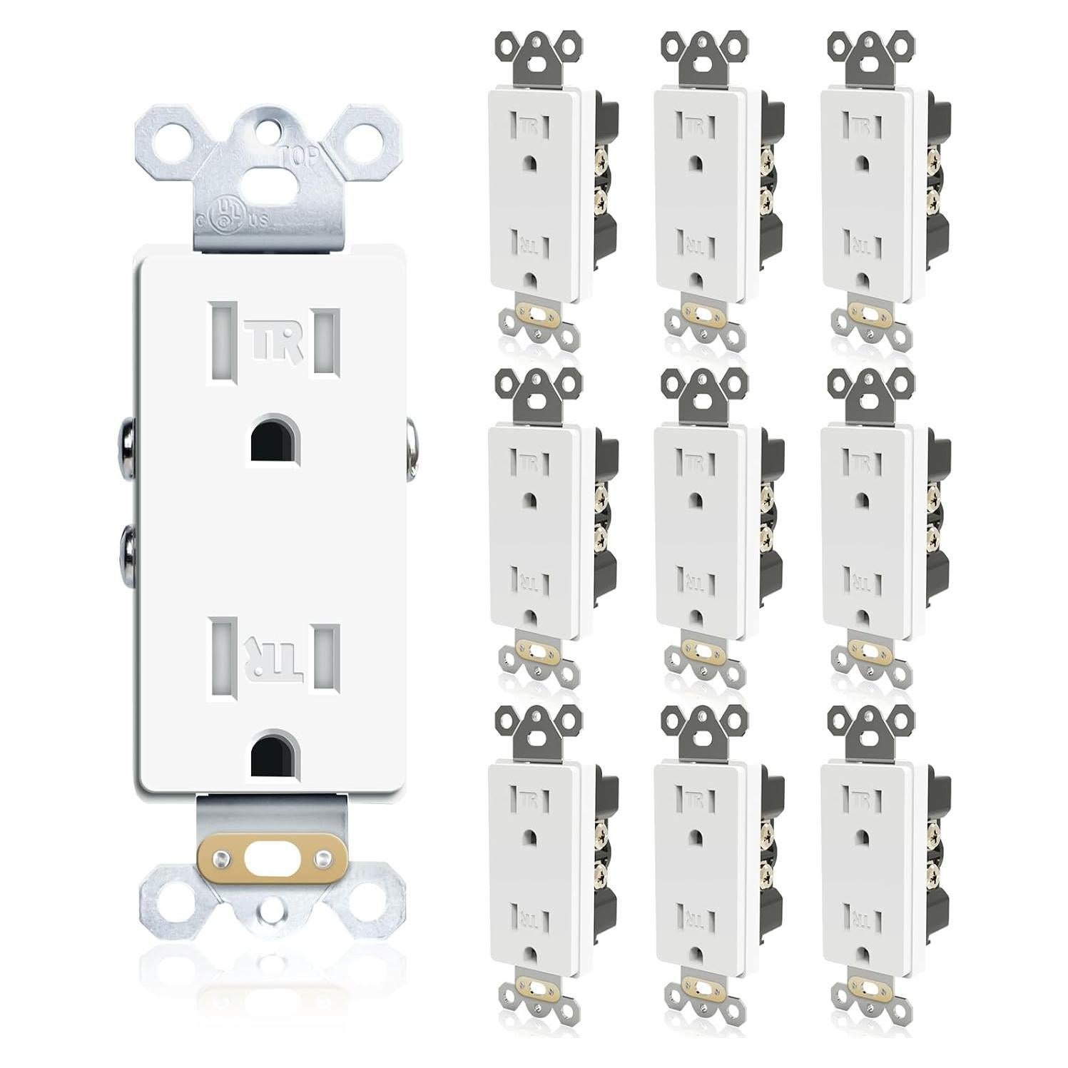 Tomacorrientes Decorativos TOPELER 15A Blanco Paquete de 10