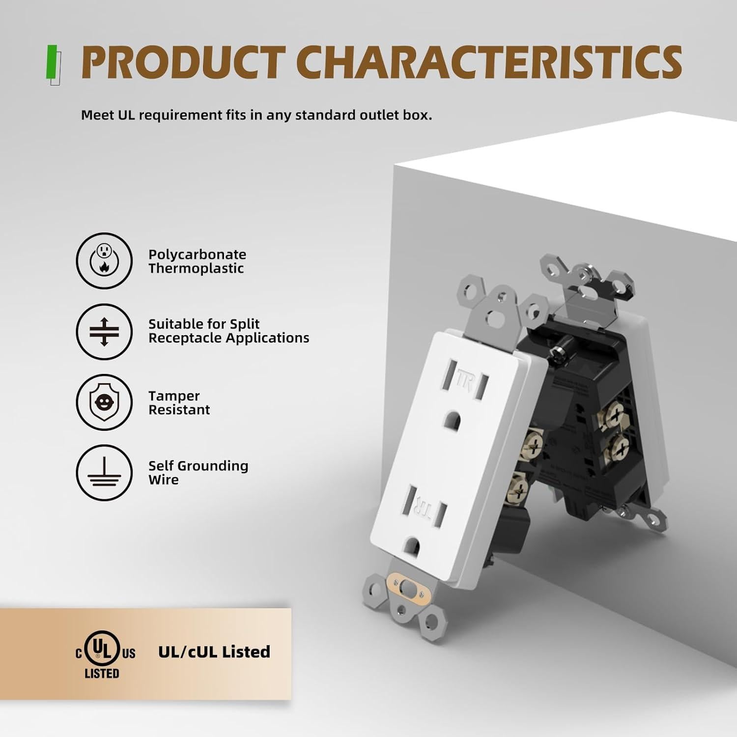 Tomacorrientes Decorativos TOPELER 15A Blanco Paquete de 10