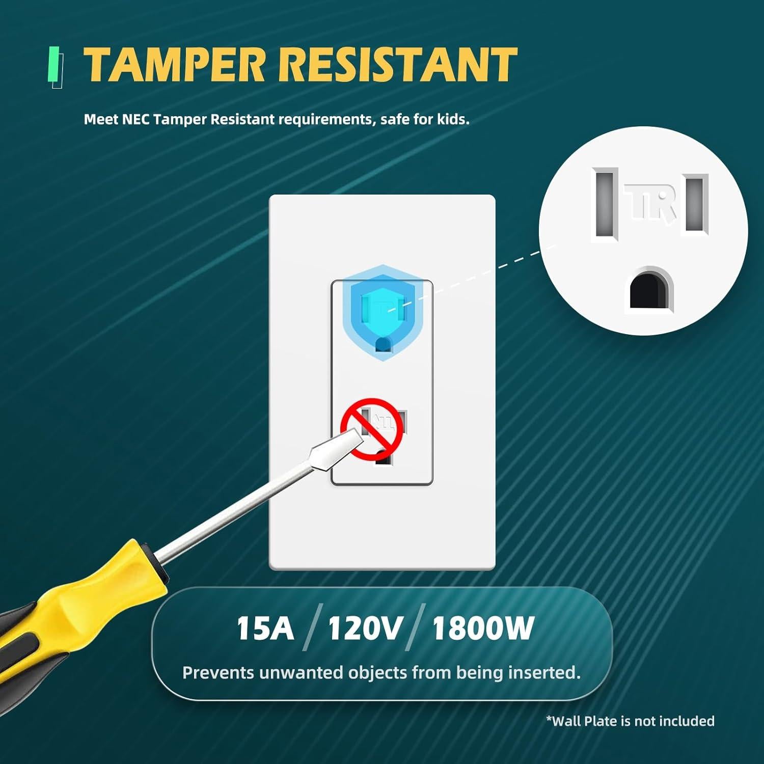 Tomacorrientes Decorativos TOPELER 15A Blanco Paquete de 10