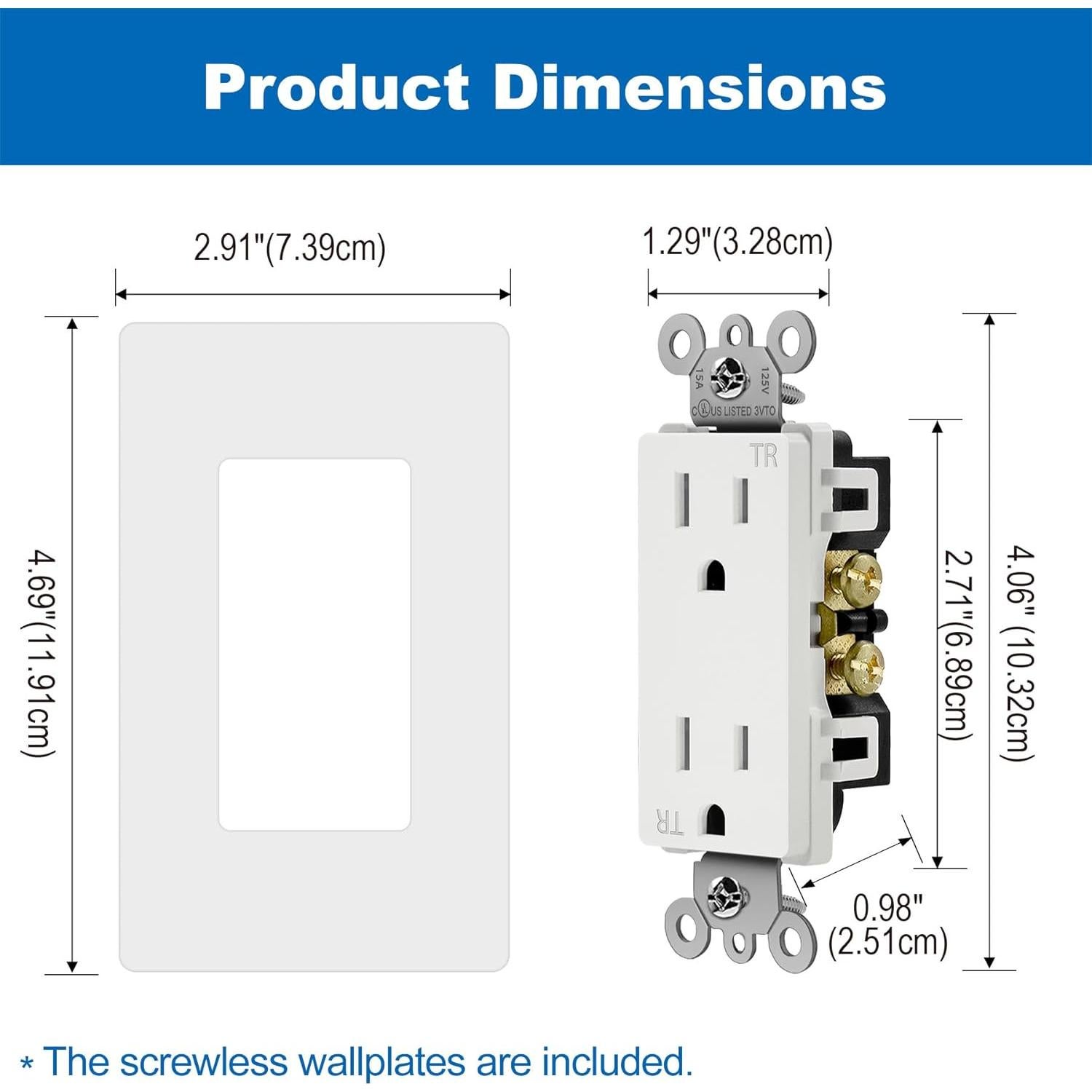 Toma de Corriente Decorativa BESTTEN 15A Blanca UL/cUL