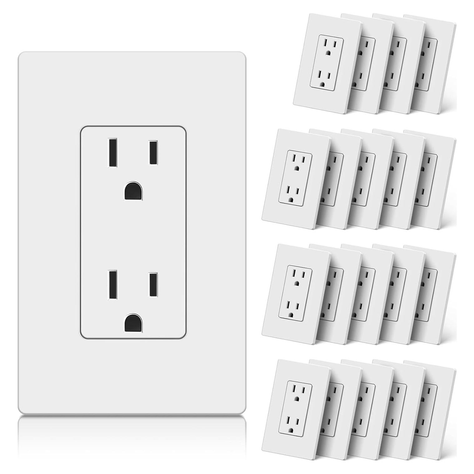 Tomacorriente Eléctrico CML 15A Paquete de 20 con Placa Blanca