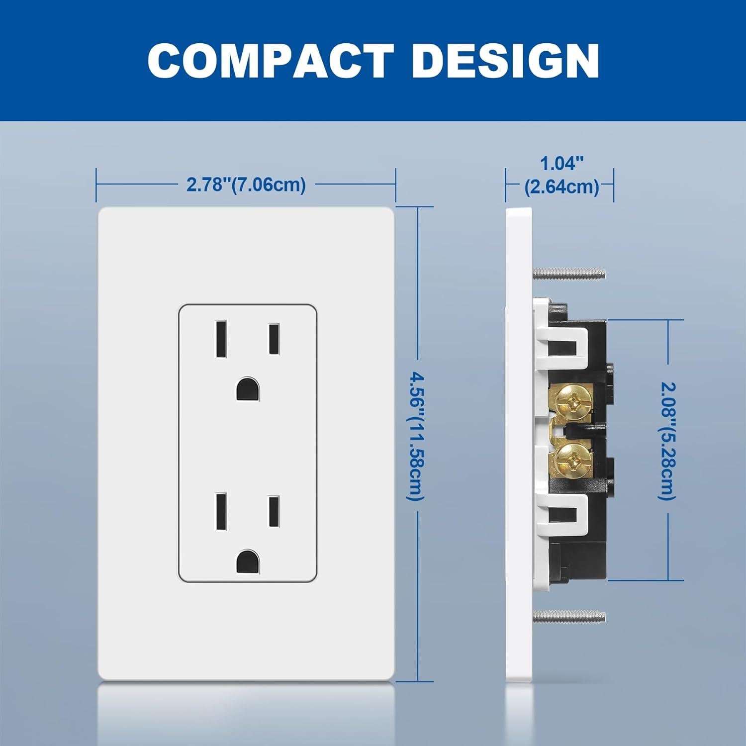 Tomacorriente Eléctrico CML 15A Paquete de 20 con Placa Blanca