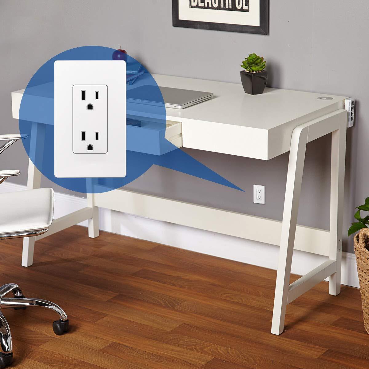 Tomacorriente Eléctrico CML 15A Paquete de 20 con Placa Blanca