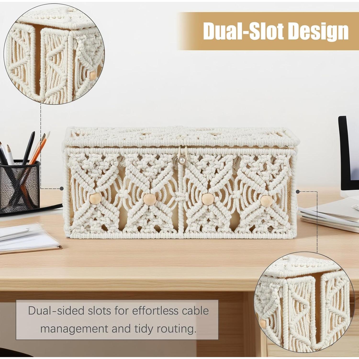 Caja de Gestión de Cables VinneGenzz Mediana Algodón Blanco Roto