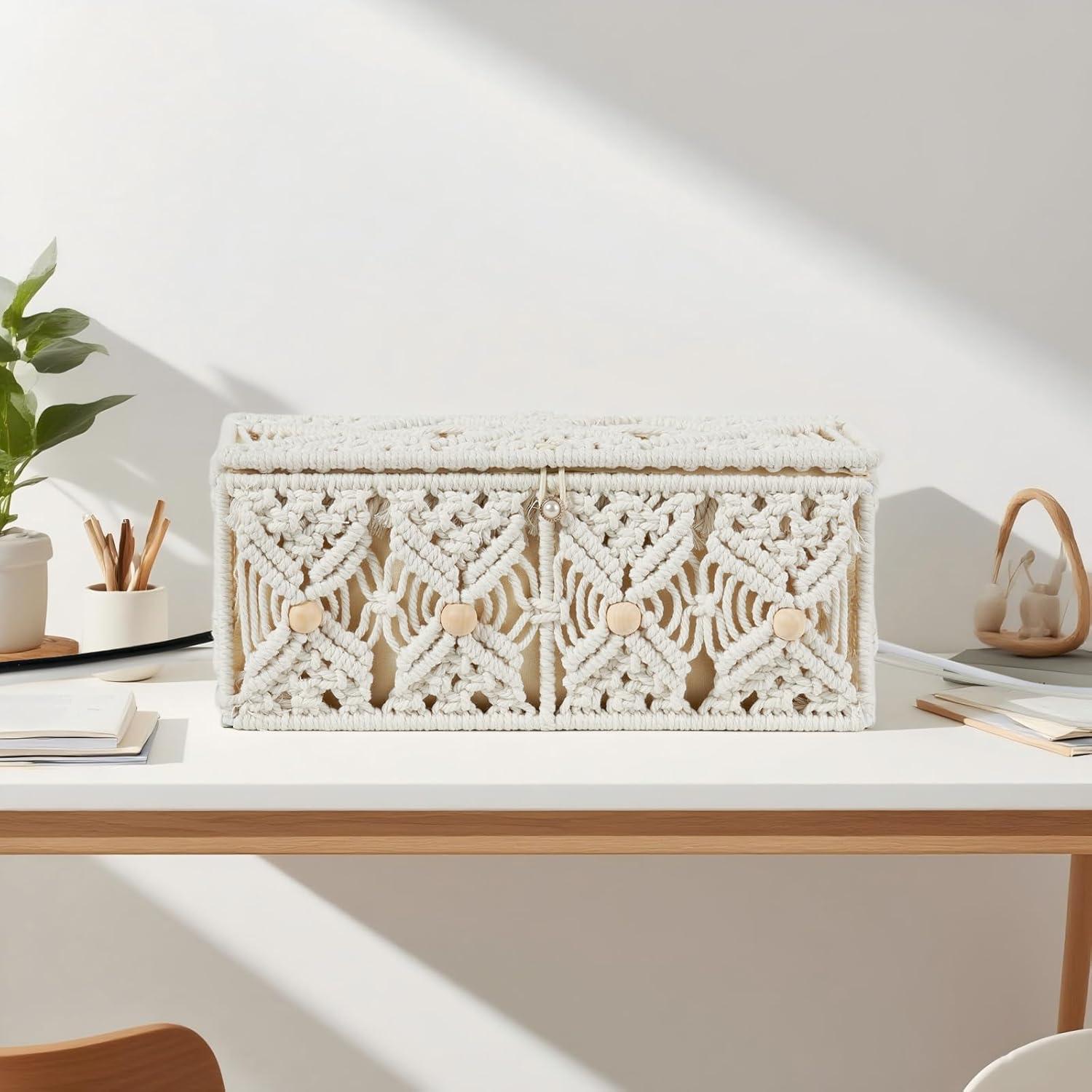 Caja de Gestión de Cables VinneGenzz Mediana Algodón Blanco Roto