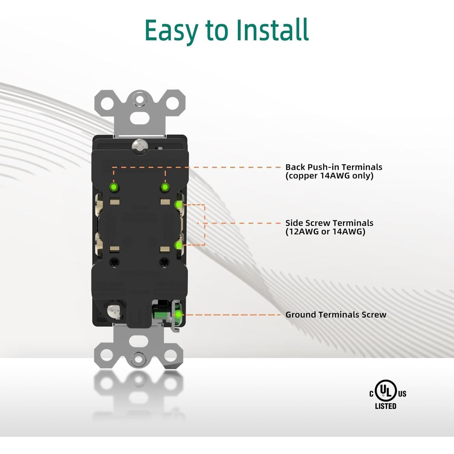 Toma de Corriente Dúplex TR 15A 125V Marfil Paquete de 10