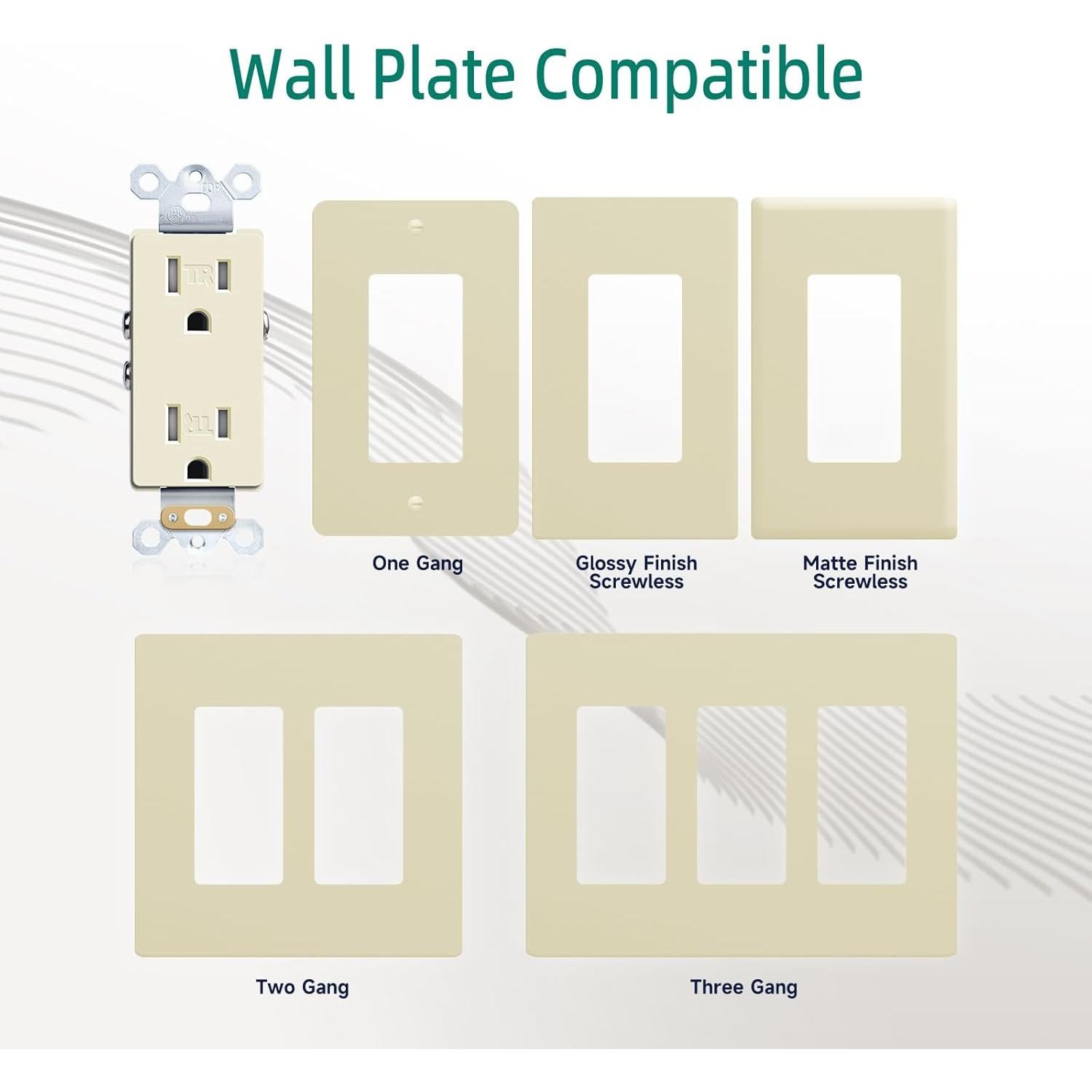 Toma de Corriente Dúplex TR 15A 125V Marfil Paquete de 10