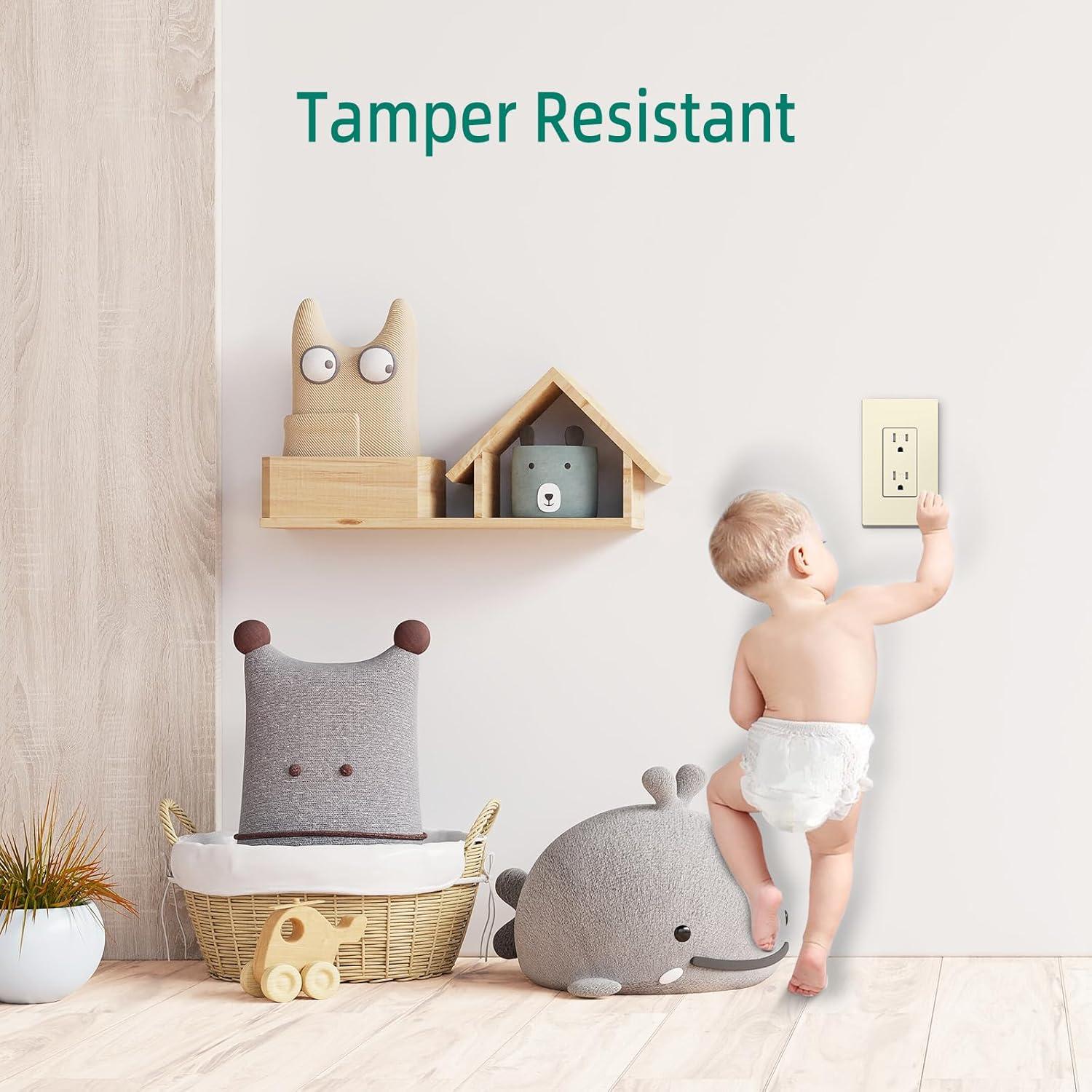 Toma de Corriente Dúplex TR 15A 125V Marfil Paquete de 10