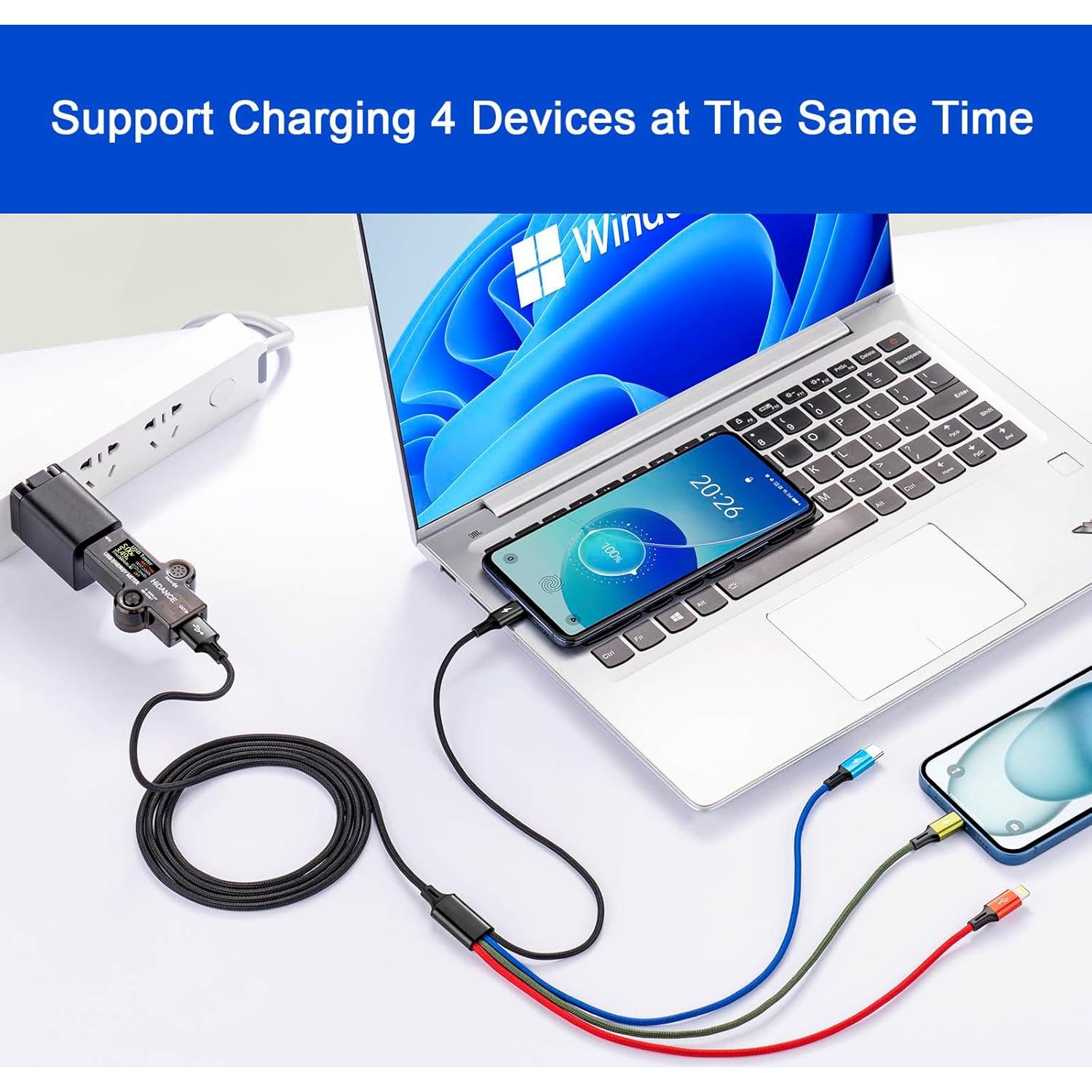 Cable de Carga Múltiple Minlu 4 en 1 3.5A 1.2m Negro