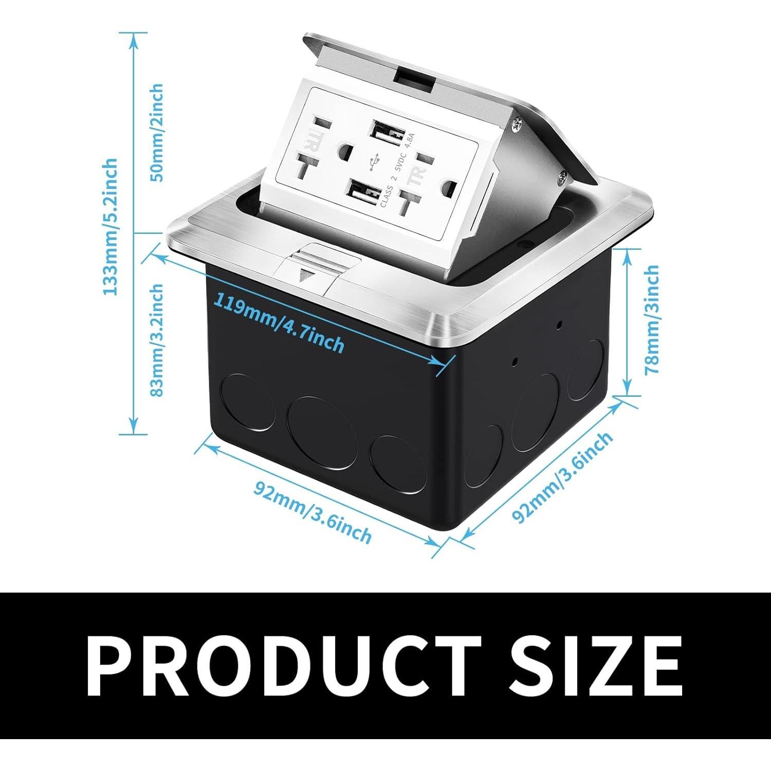 Enchufe empotrado Vagueior 20A + 4.8A USB a prueba de agua