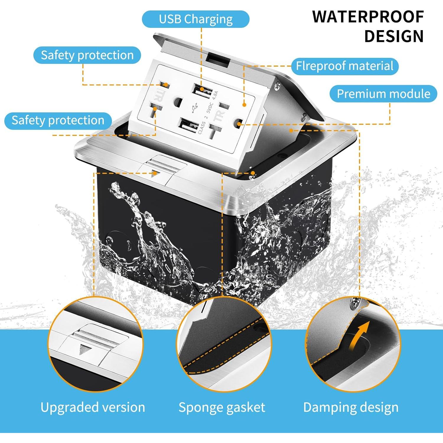 Enchufe empotrado Vagueior 20A + 4.8A USB a prueba de agua