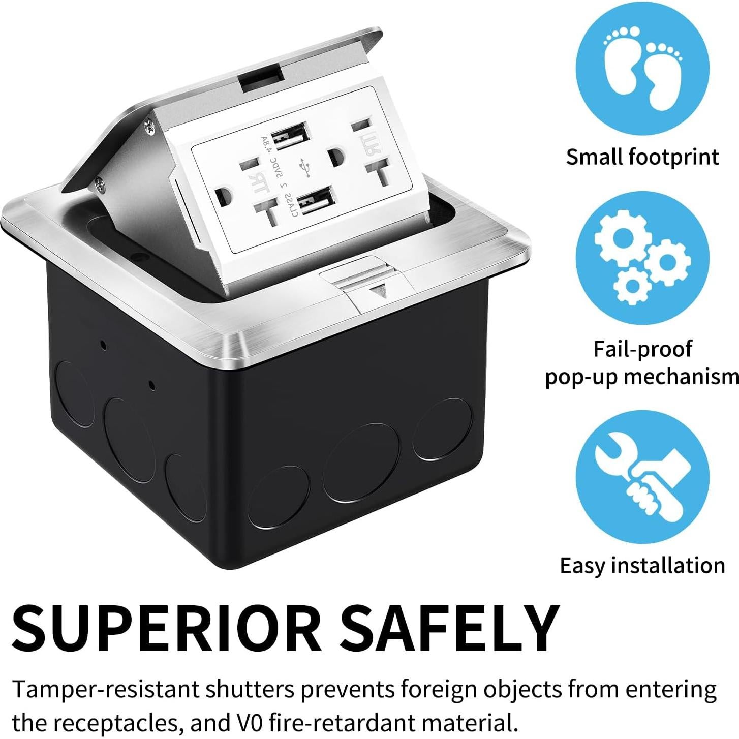 Enchufe empotrado Vagueior 20A + 4.8A USB a prueba de agua