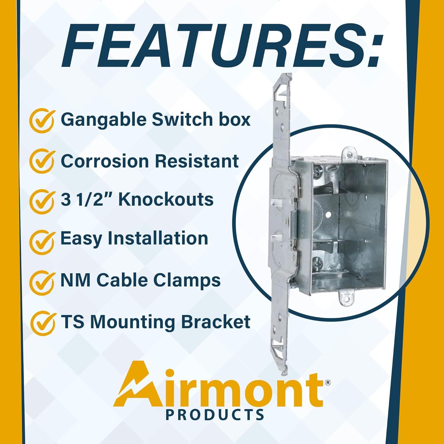 Caja de Interruptor Eléctrica Airmont 2" x 3" Agrupable