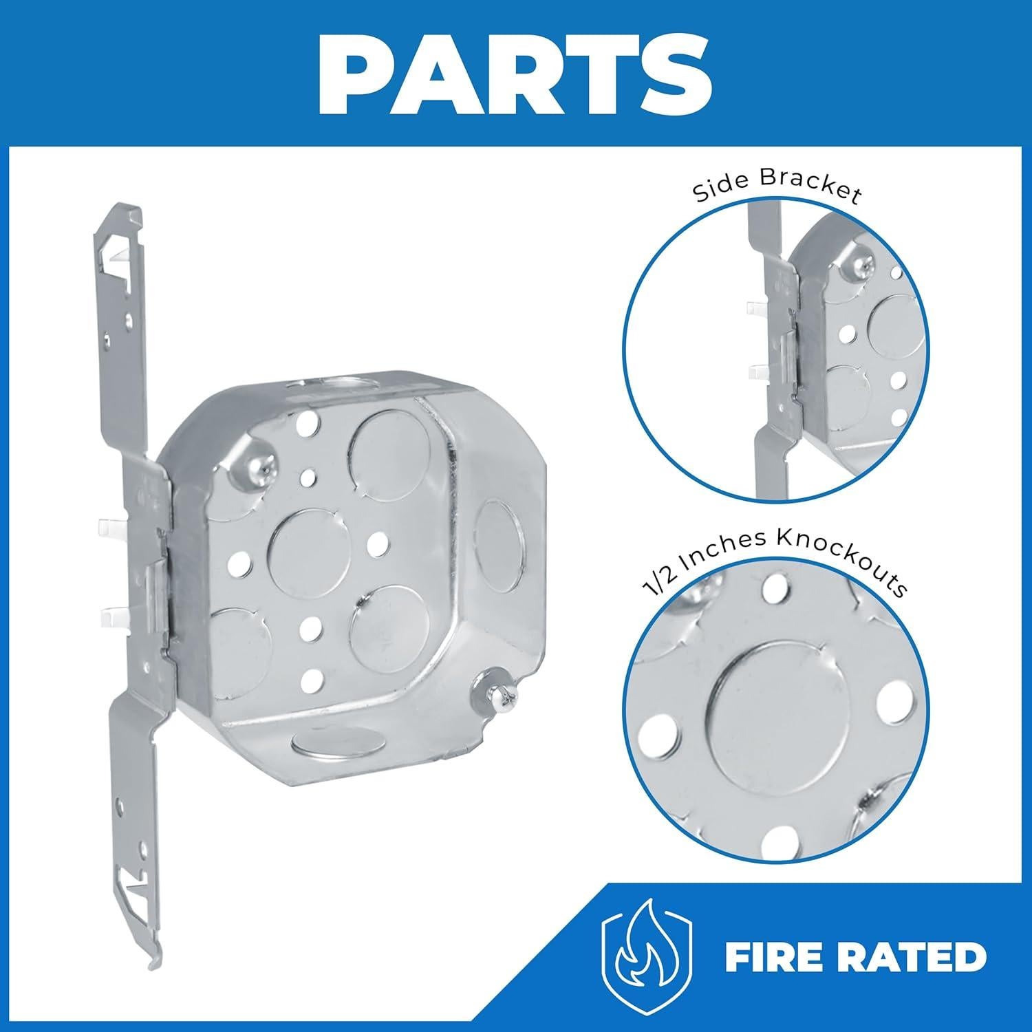 Caja Eléctrica Octagonal OHLECTRIC 10.16cm con Soporte Lateral